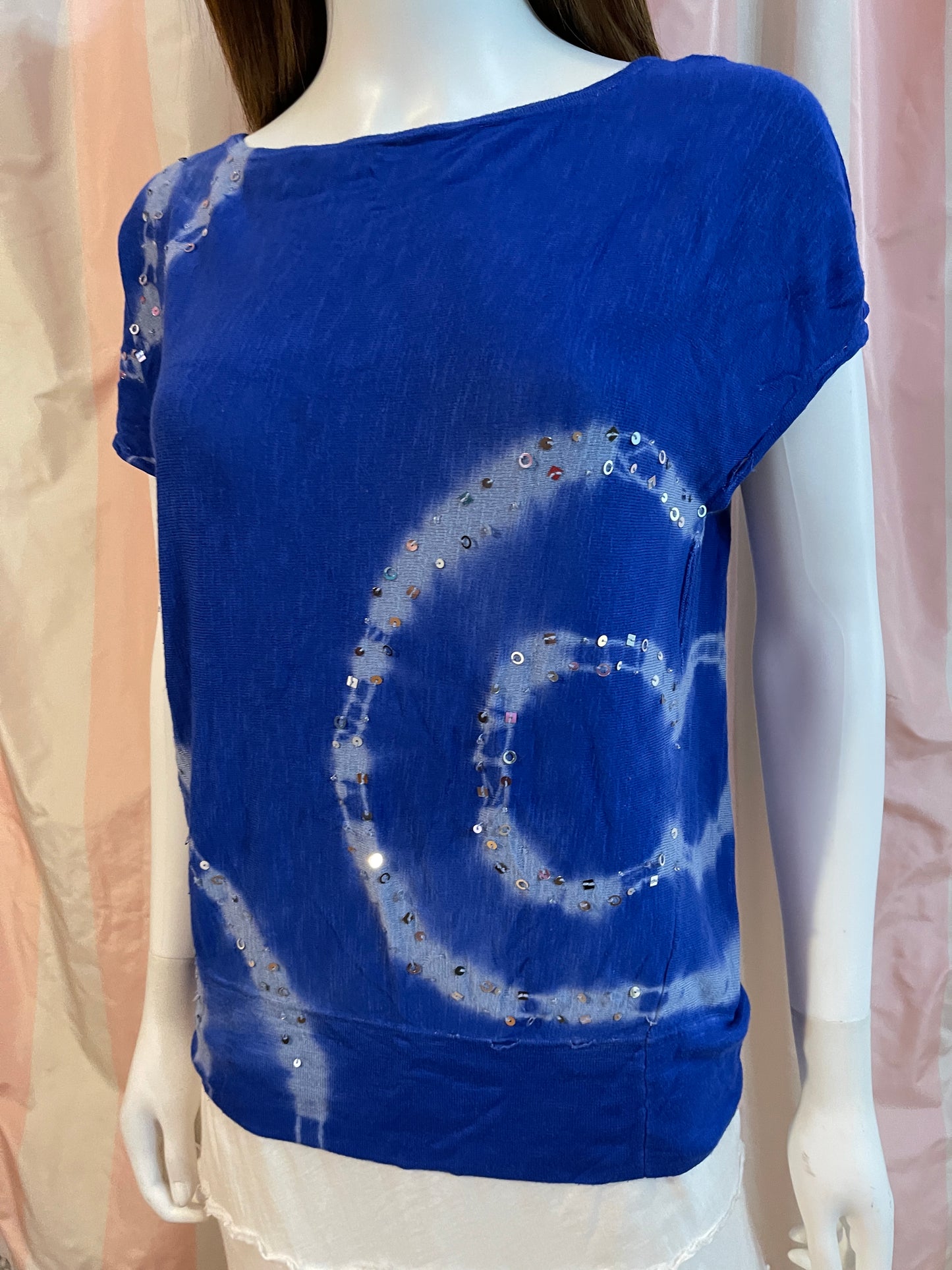 Royal Blue Sequin Short sleeve top