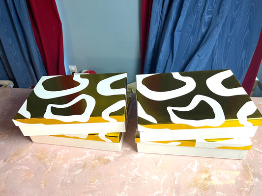 RENTAL GOLD WHITE STORAGE BOX GIFT PHOTO TV HOLIDAY WEDDING