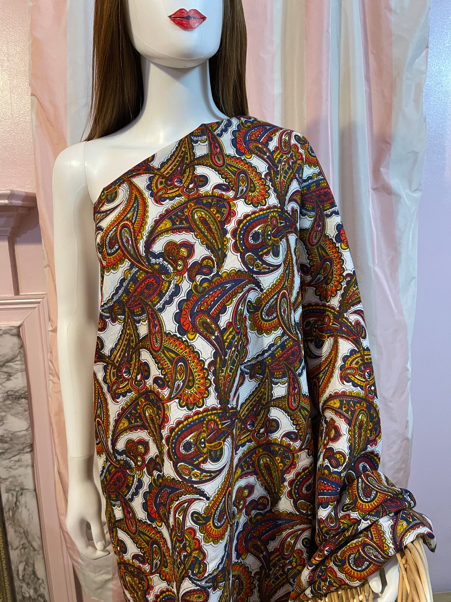 Raw Edge Wrap Paisley Kaftan Dress Beach Cover