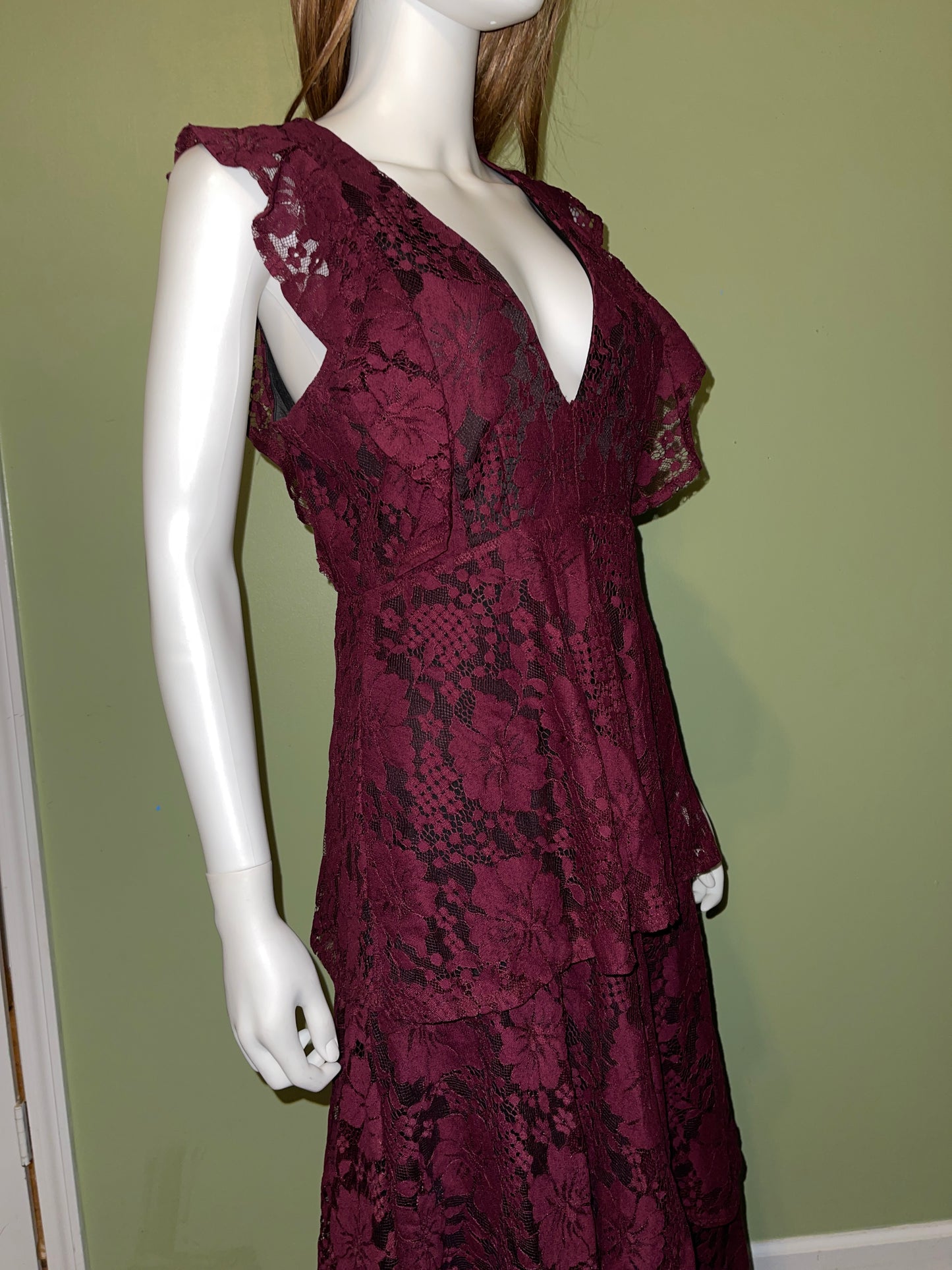 ANTIQUE STYLE DRESS RENTAL RED BURGUNDY LACE VICTORIAN GOTH WEDDING DRESS
