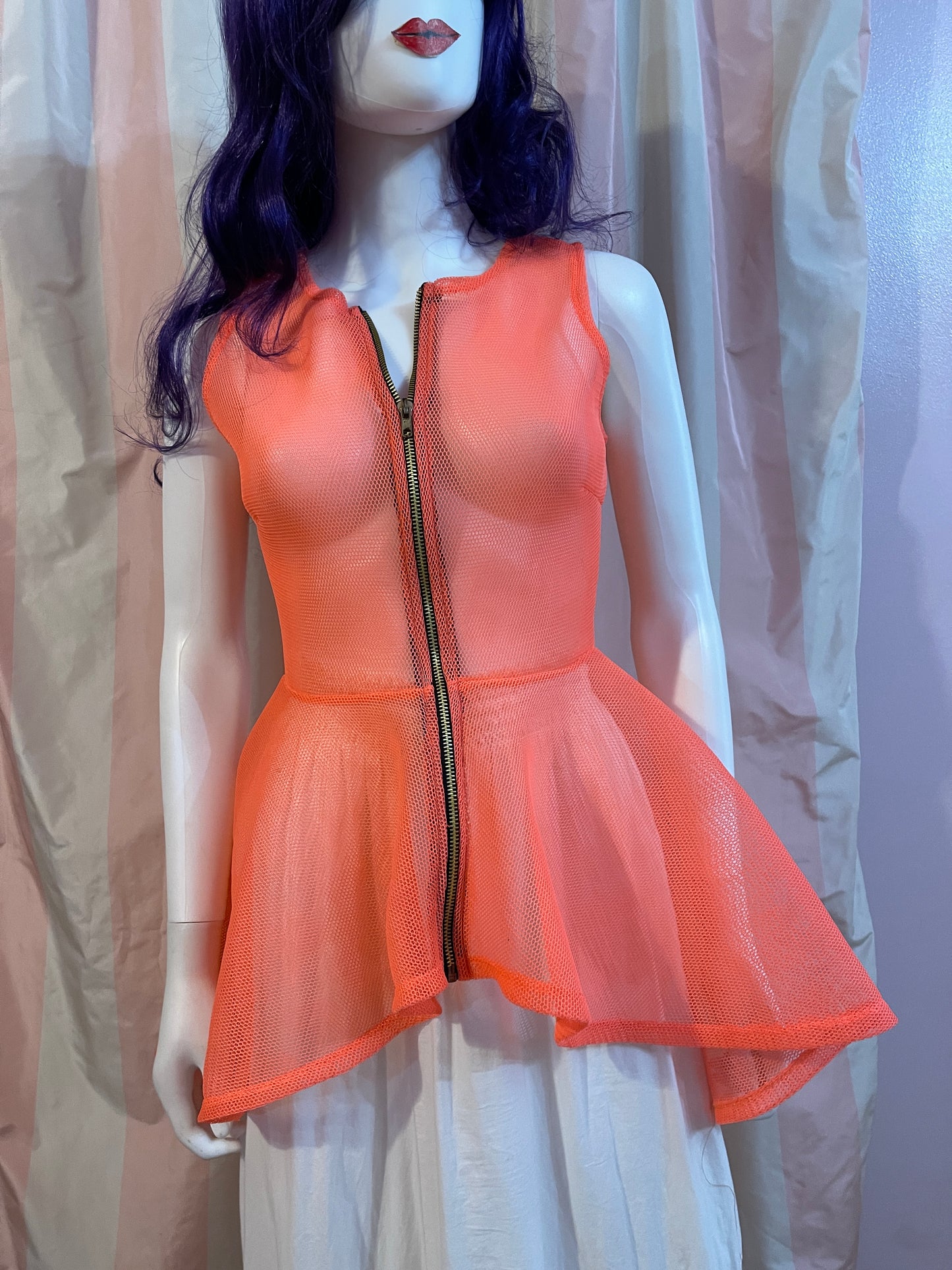 Orange Net Top & White Cotton Skirt