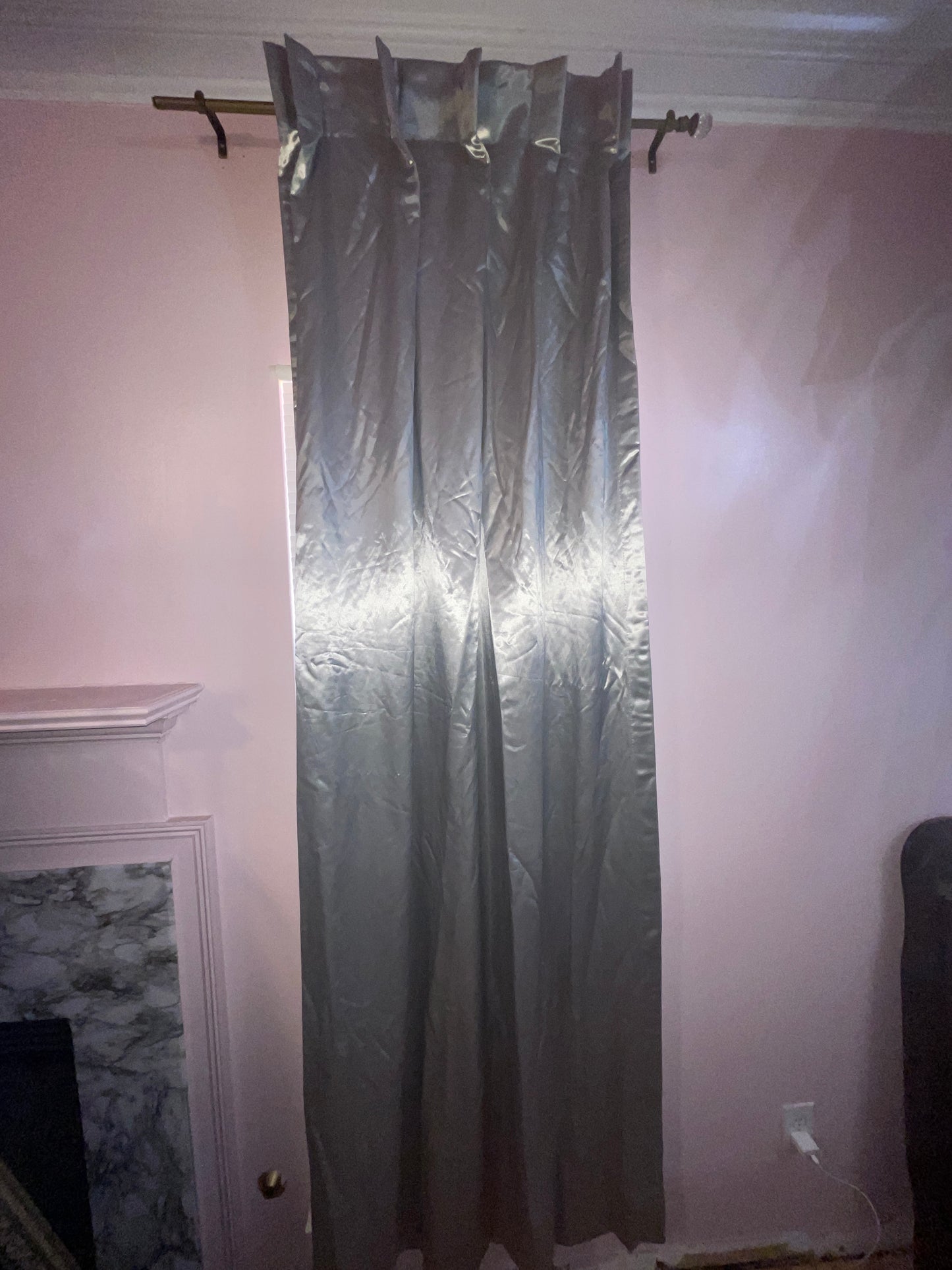 CURTAIN RENTALSILVER SATIN HEAVY