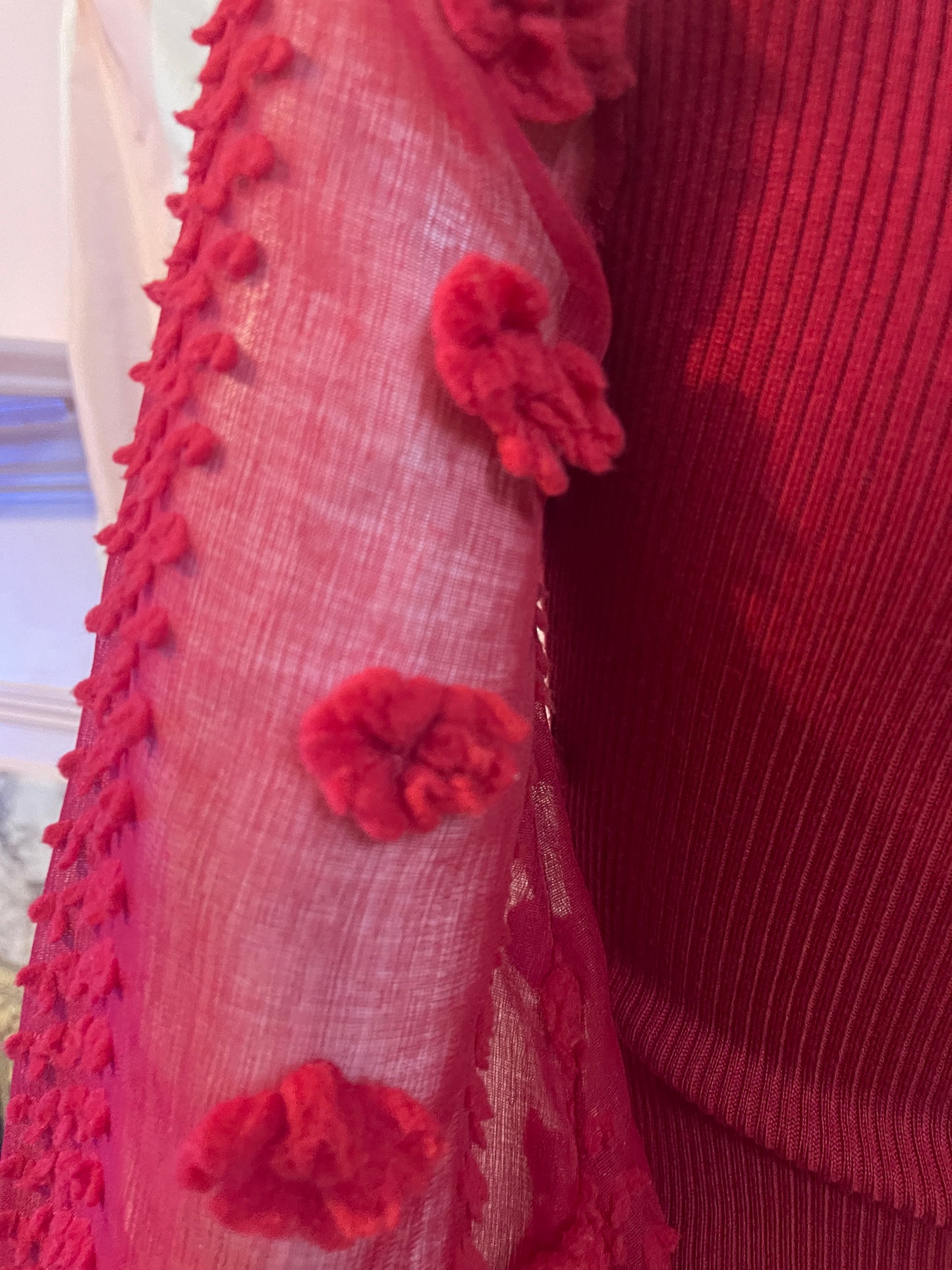 Red Lace Knit Sweater Dress