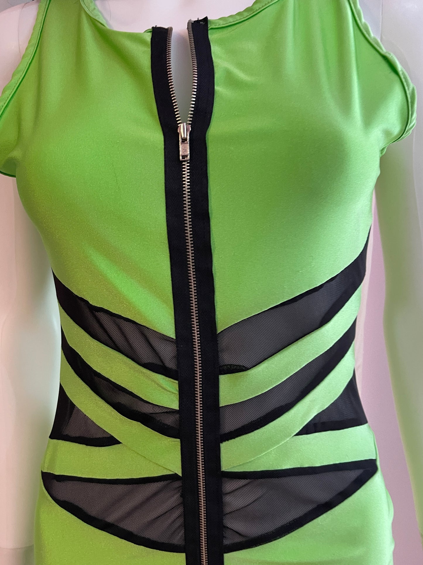 Green Black Sheer Club Bodycon Dress