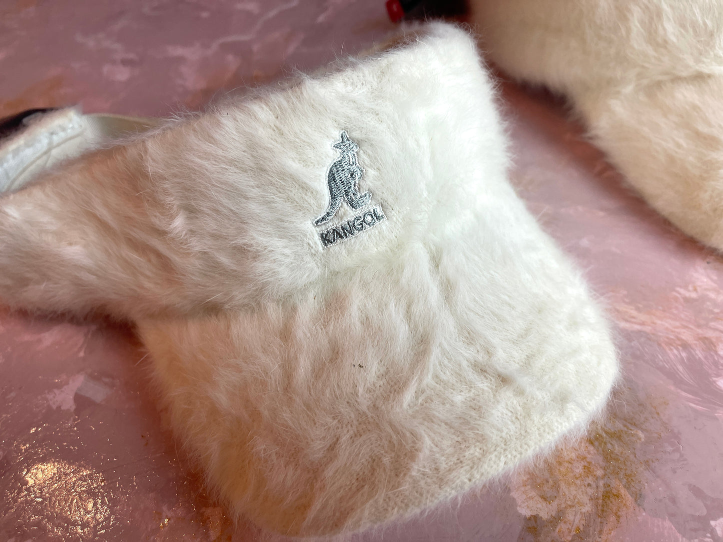 RENTAL WEDDING COUPLES WHITE KANGOL VISORS FURRY