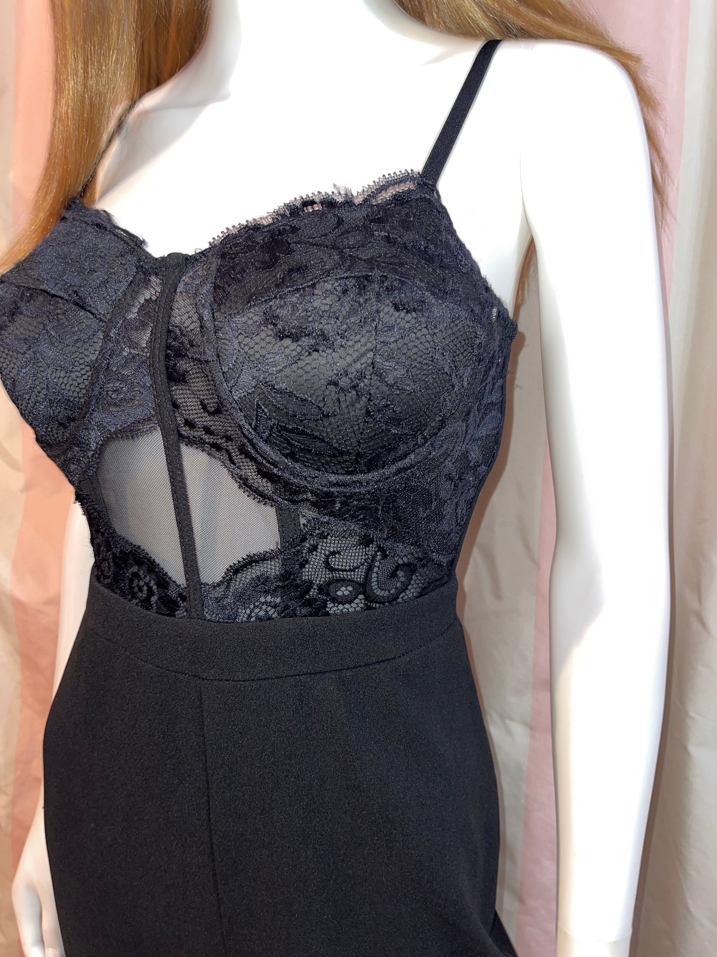 Black Lace Bustier Corset Bodysuit Pantsuit