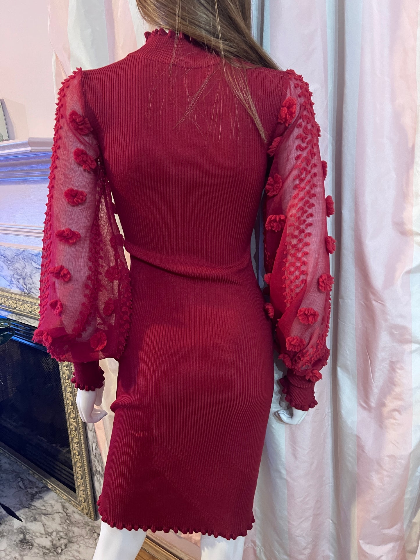 Red Lace Knit Sweater Dress