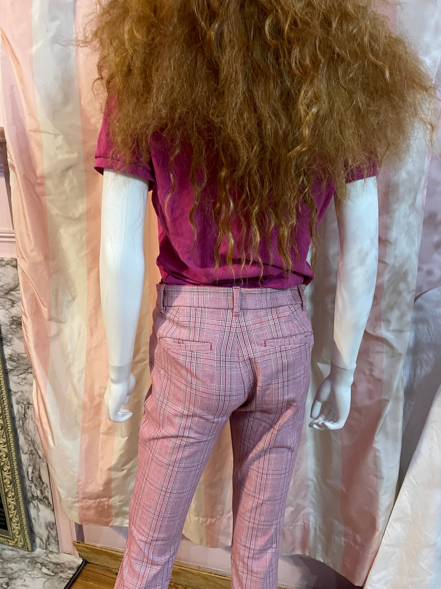 Pink Polo with Pink plaid trousers