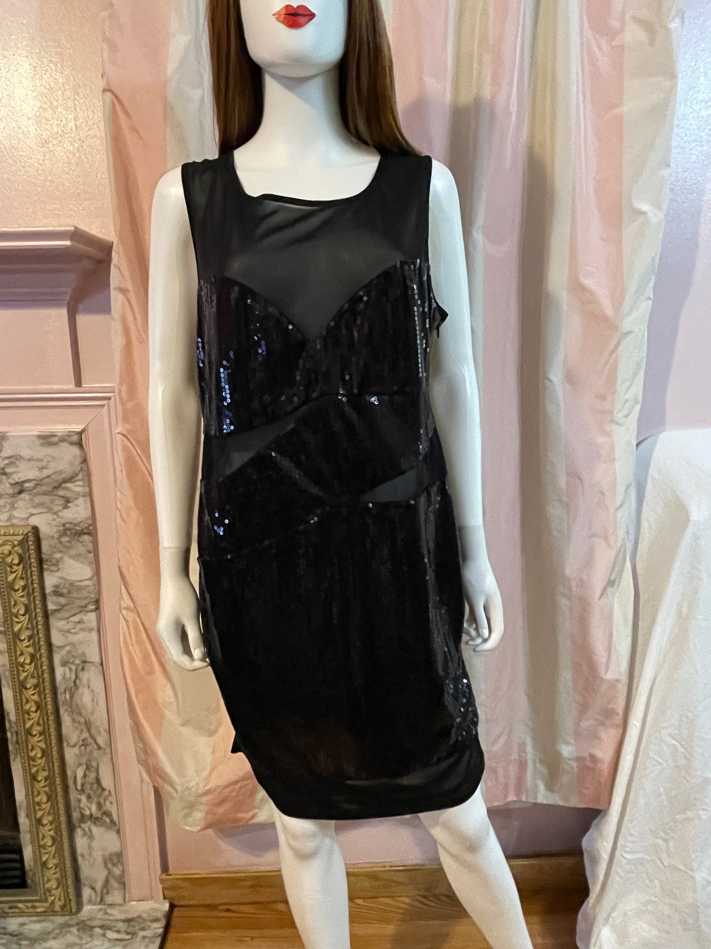 Goth Victorian Flapper Sequin Sheer Dress Sheath