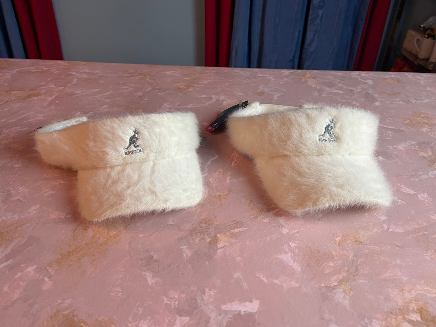RENTAL WEDDING COUPLES WHITE KANGOL VISORS FURRY
