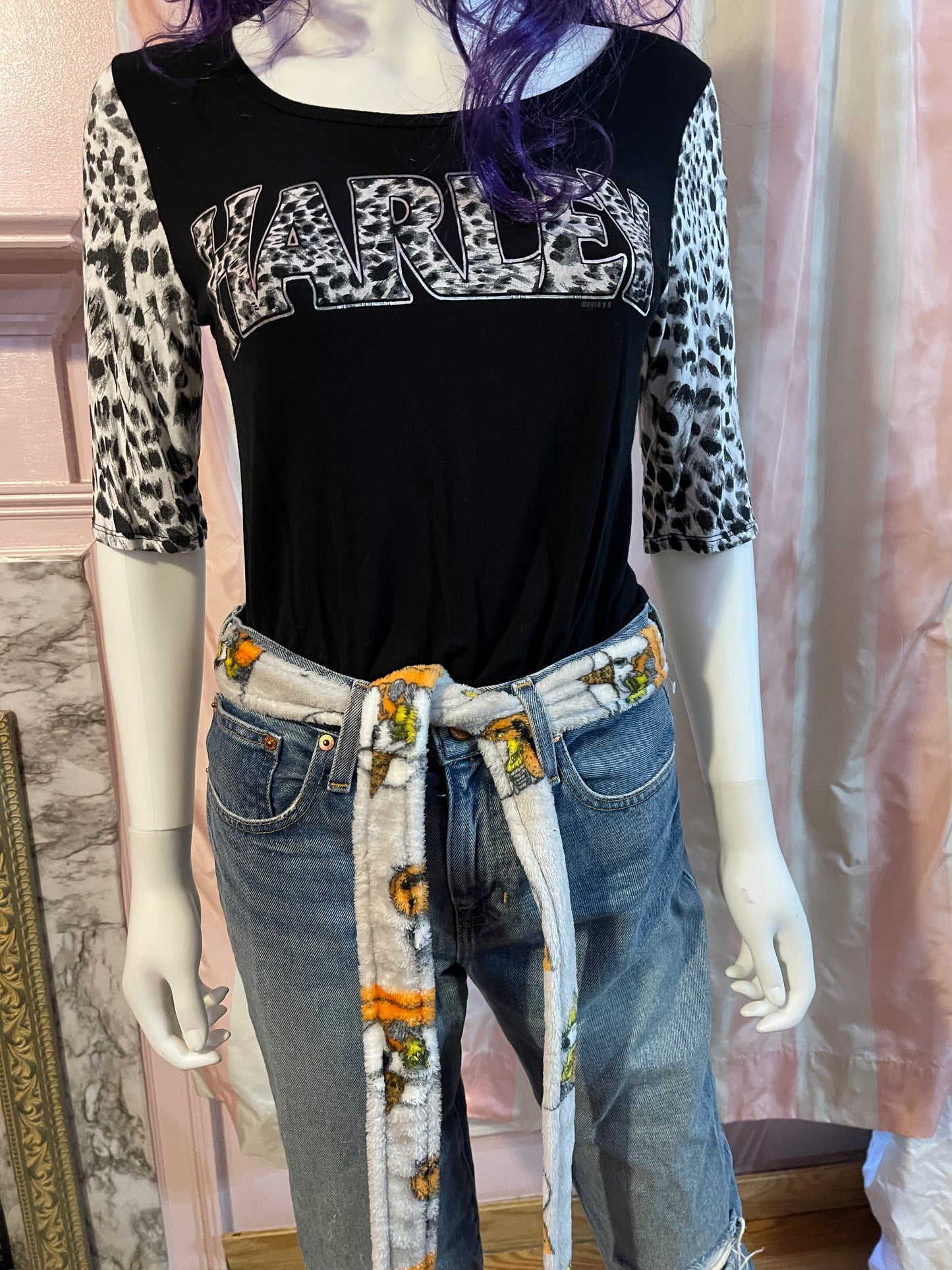 Black Harley Animal Print Tee Shirt Top
