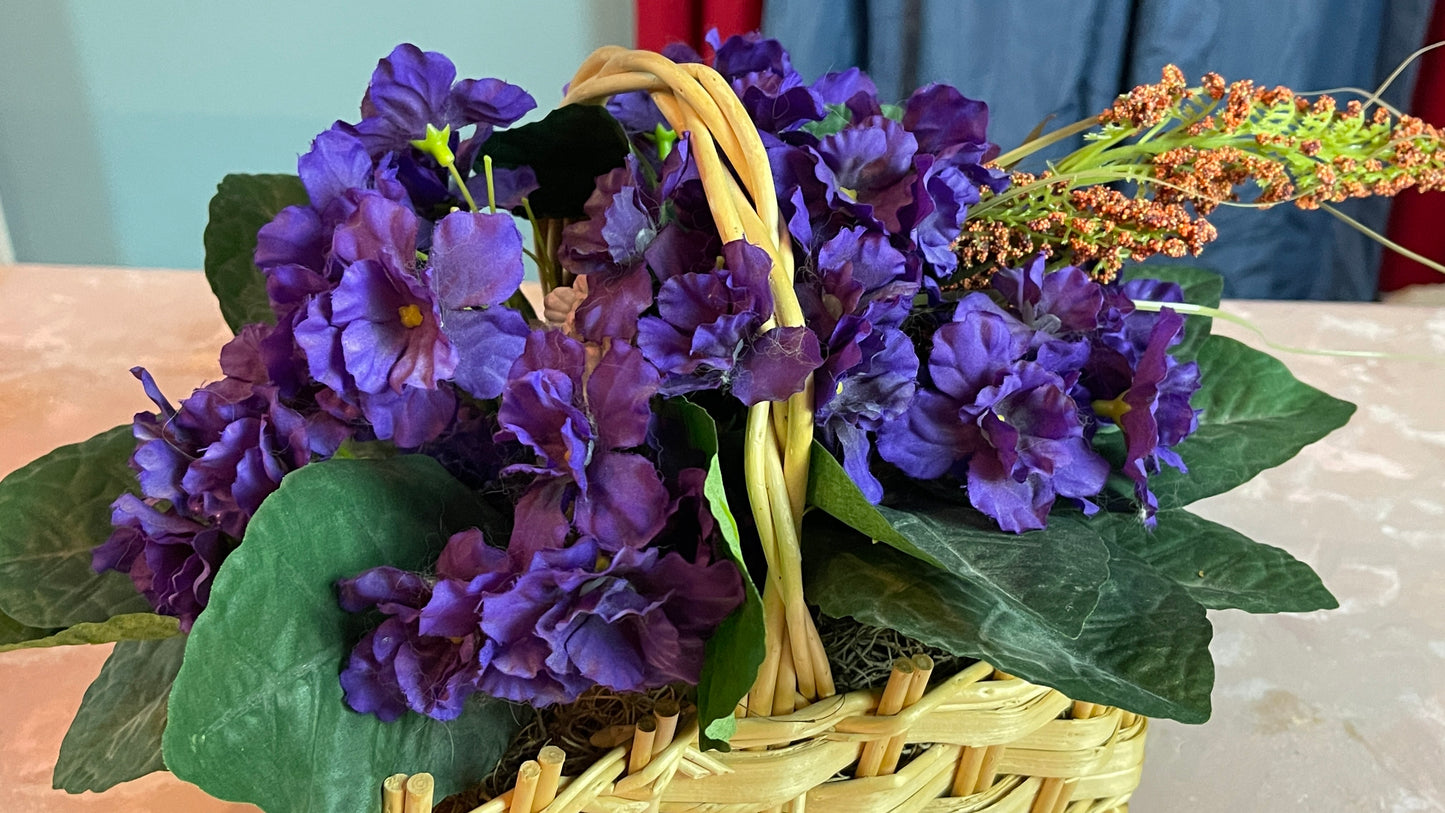 RENTAL FLOWERS PURPLE VIOLET FLORAL BASKET