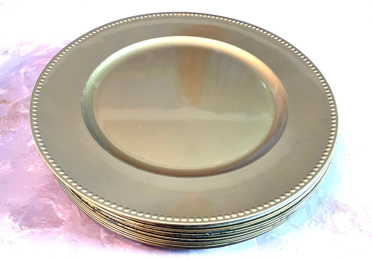 RENTAL TABLE GOLD CLASSIC BEADED ORNATE PLATE CHARGER