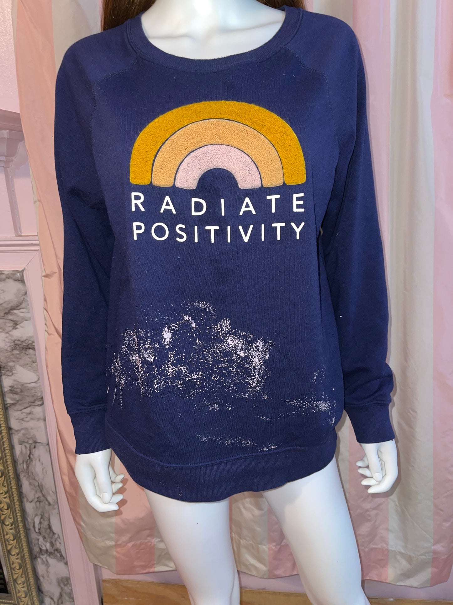 Radiate Positivity Embroidered Knit Sweatshirt Blue