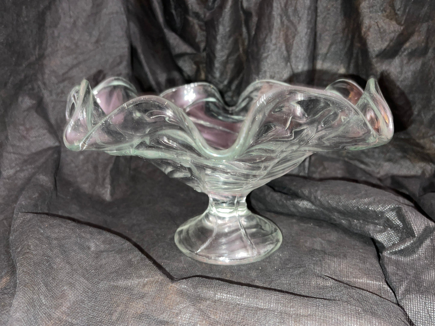 RENTAL VINTAGE WAVY GLASS FRUIT MODERN MCM FRENCH SERVING BOWL