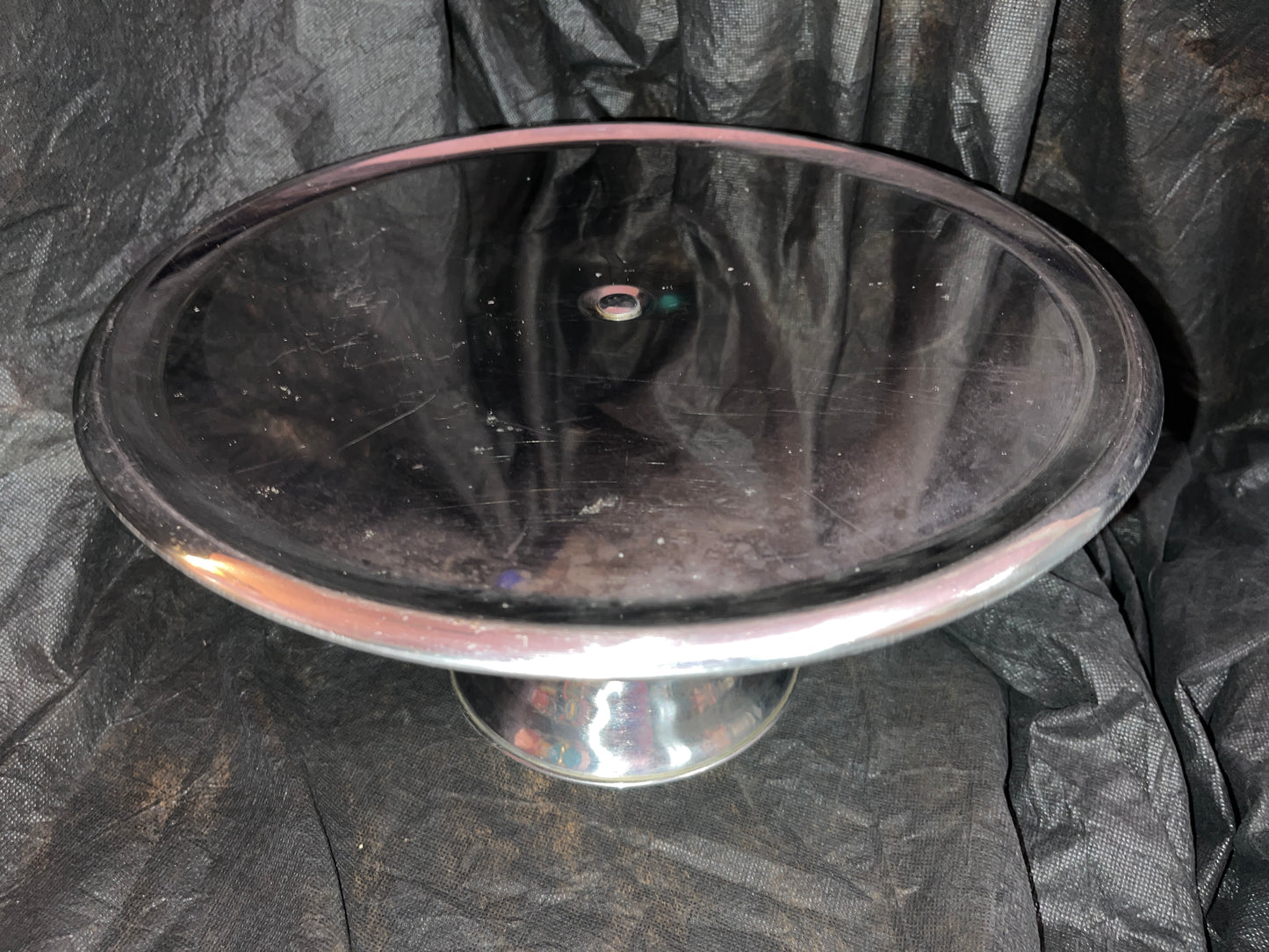 RENTAL VINTAGE SILVER STAINLESS STEEL CAKE PLATE MOD