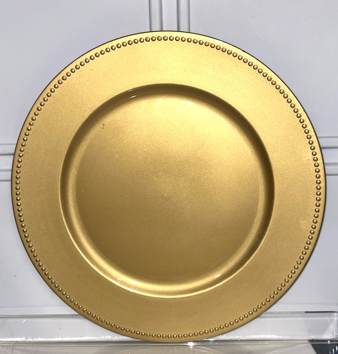 RENTAL TABLE GOLD CLASSIC BEADED ORNATE PLATE CHARGER