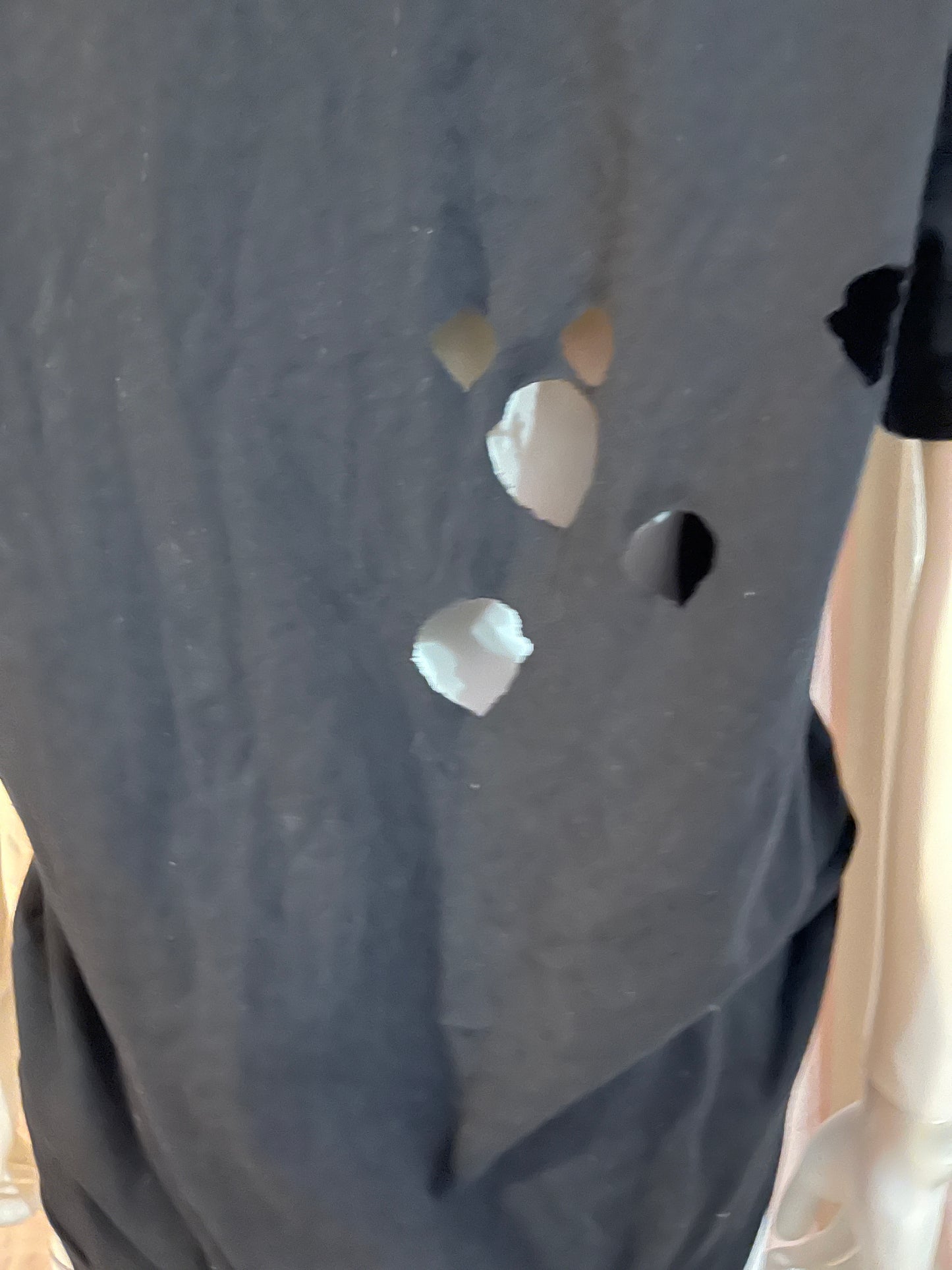 Black Cut Out Large Tee Shirt with White Plaid Trousers