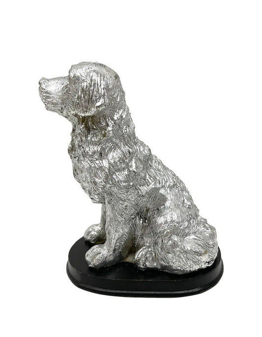 RENTAL SMALL Silver Dog Figurine Faux silver style dog