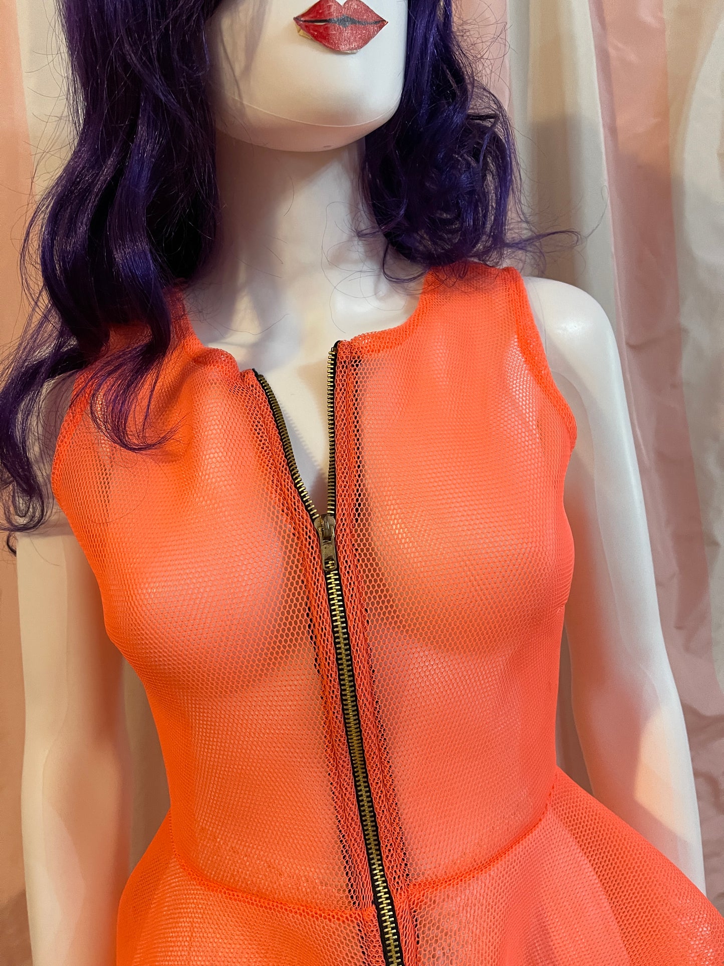 Orange Net Top & White Cotton Skirt