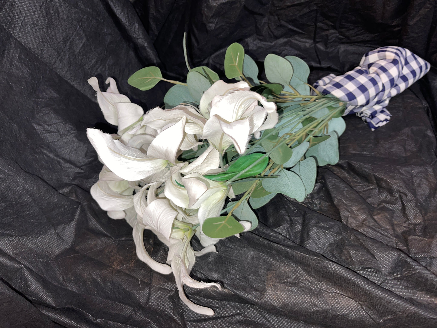 RENTAL FLOWERS MAGNOLIA BRIDAL BOUQUET WHITE LILY LILIES EUCALYPTUS