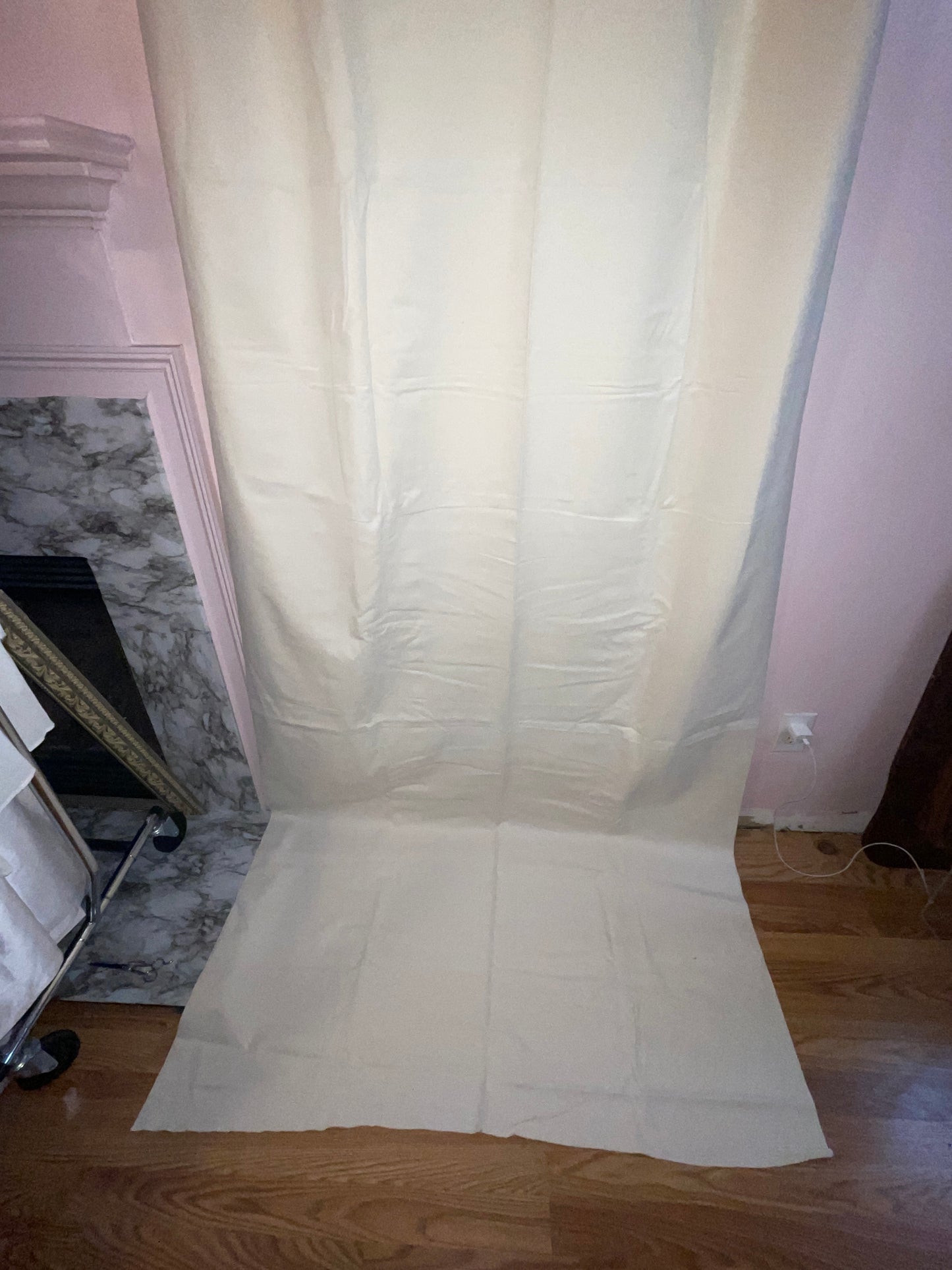 FABRIC RENTAL CREAM WHITE COTTON VELVET FABRIC PANEL