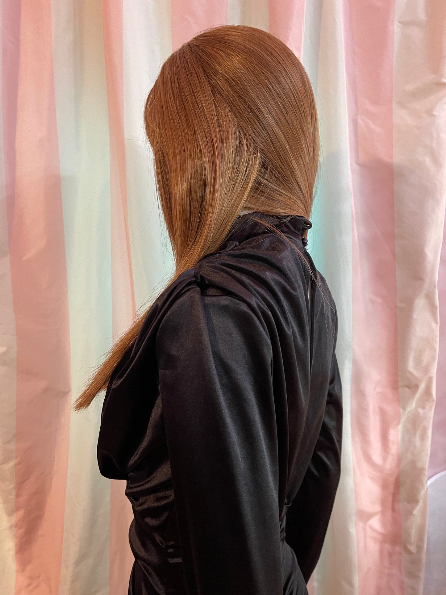 Blacks Satin Victorian Stretch Ruche Dress