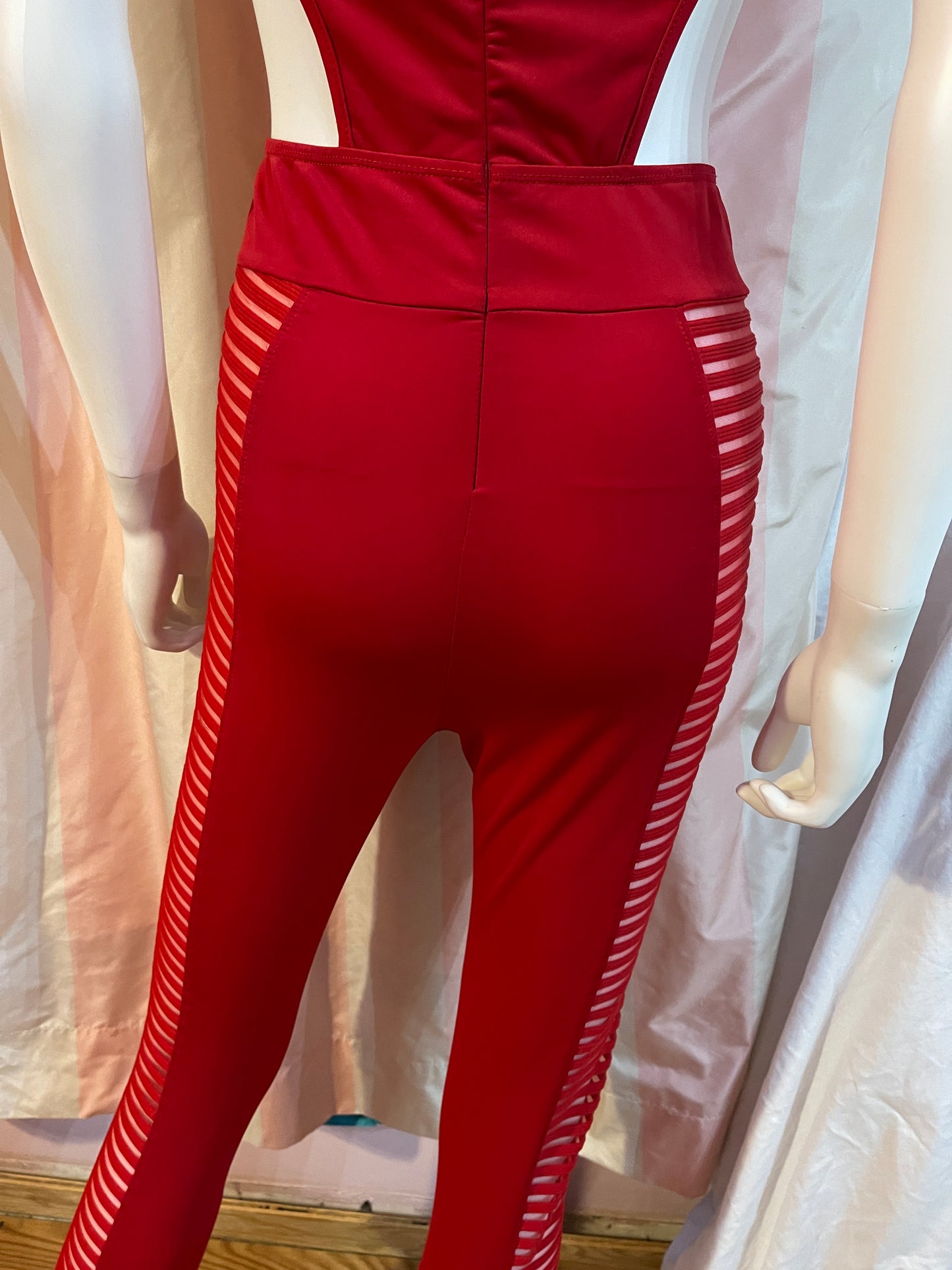 Red Cut Out Sheer Bodysuit