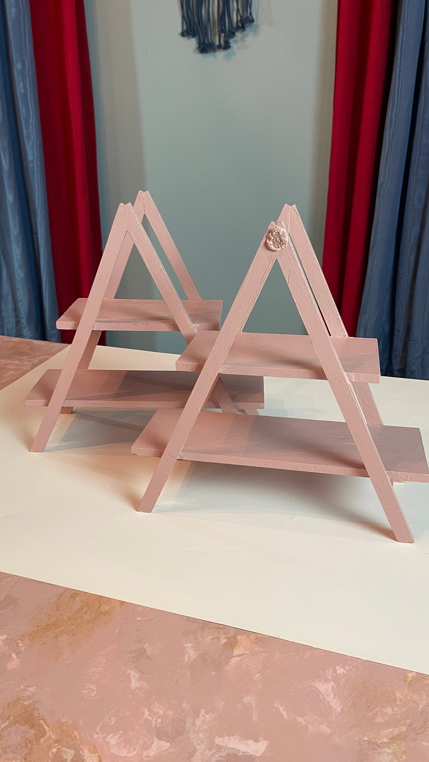 RENTAL PINK WOOD DISPLAY DESSERT CUPCAKE SMALL STAND