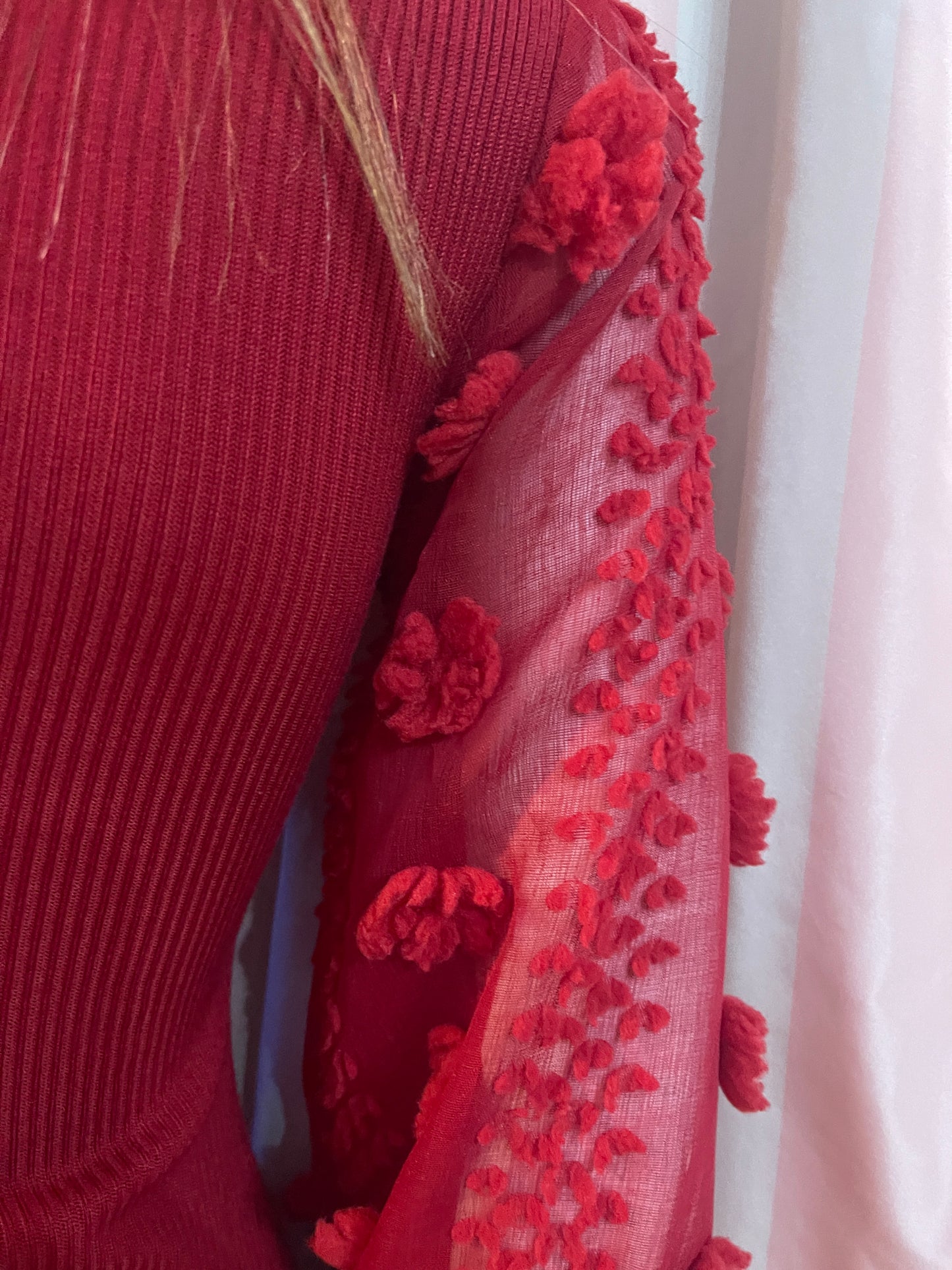 Red Lace Knit Sweater Dress