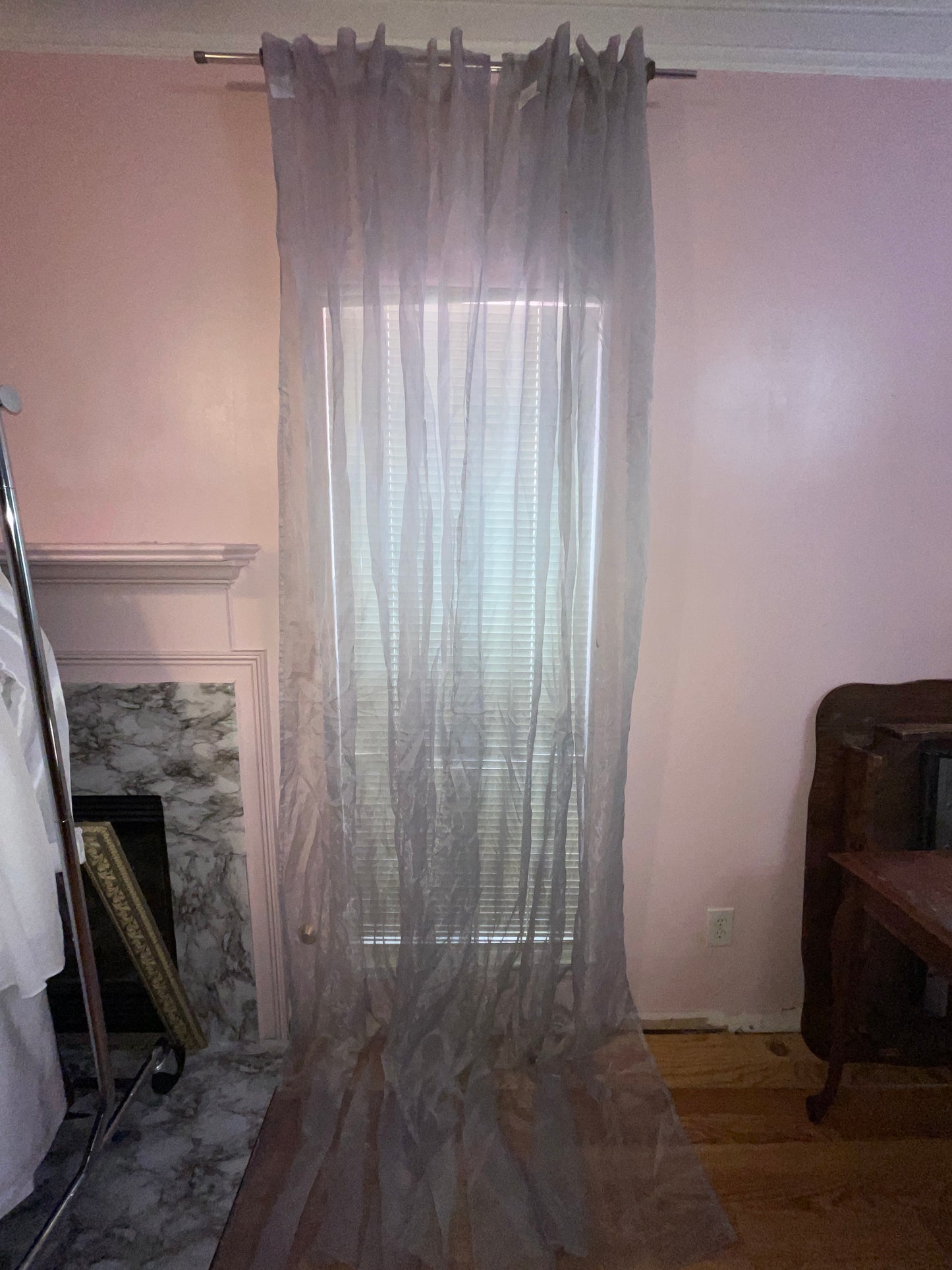 RENTAL GRAY SILVER SHEER CURTAIN WEDDING GOTH