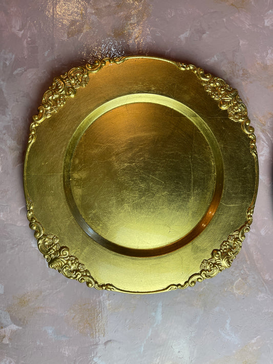 RENTAL TABLE DECOR GOLD FRENCH ORNATE PLATE CHARGER