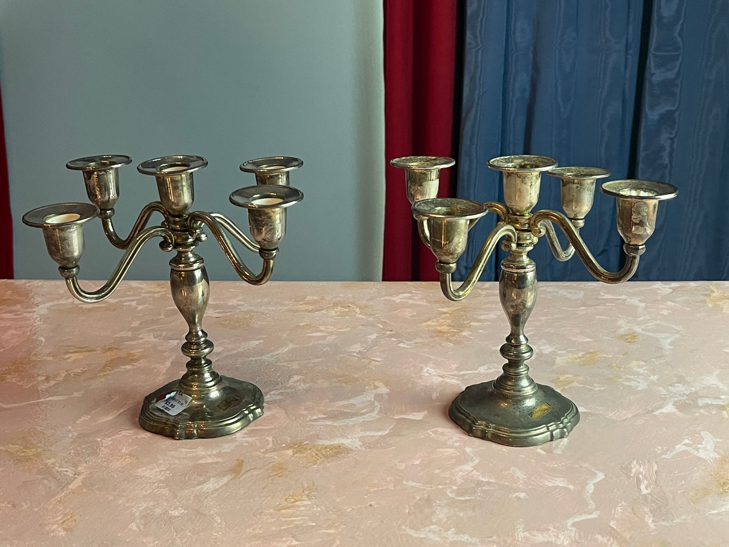 RENTAL ANTIQUE SILVER CANDLE HOLDERS CANDLEABRA