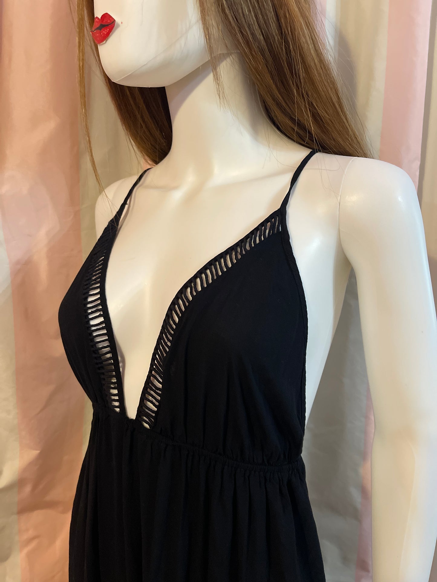 Black Plunge Summer Dress Beach cover