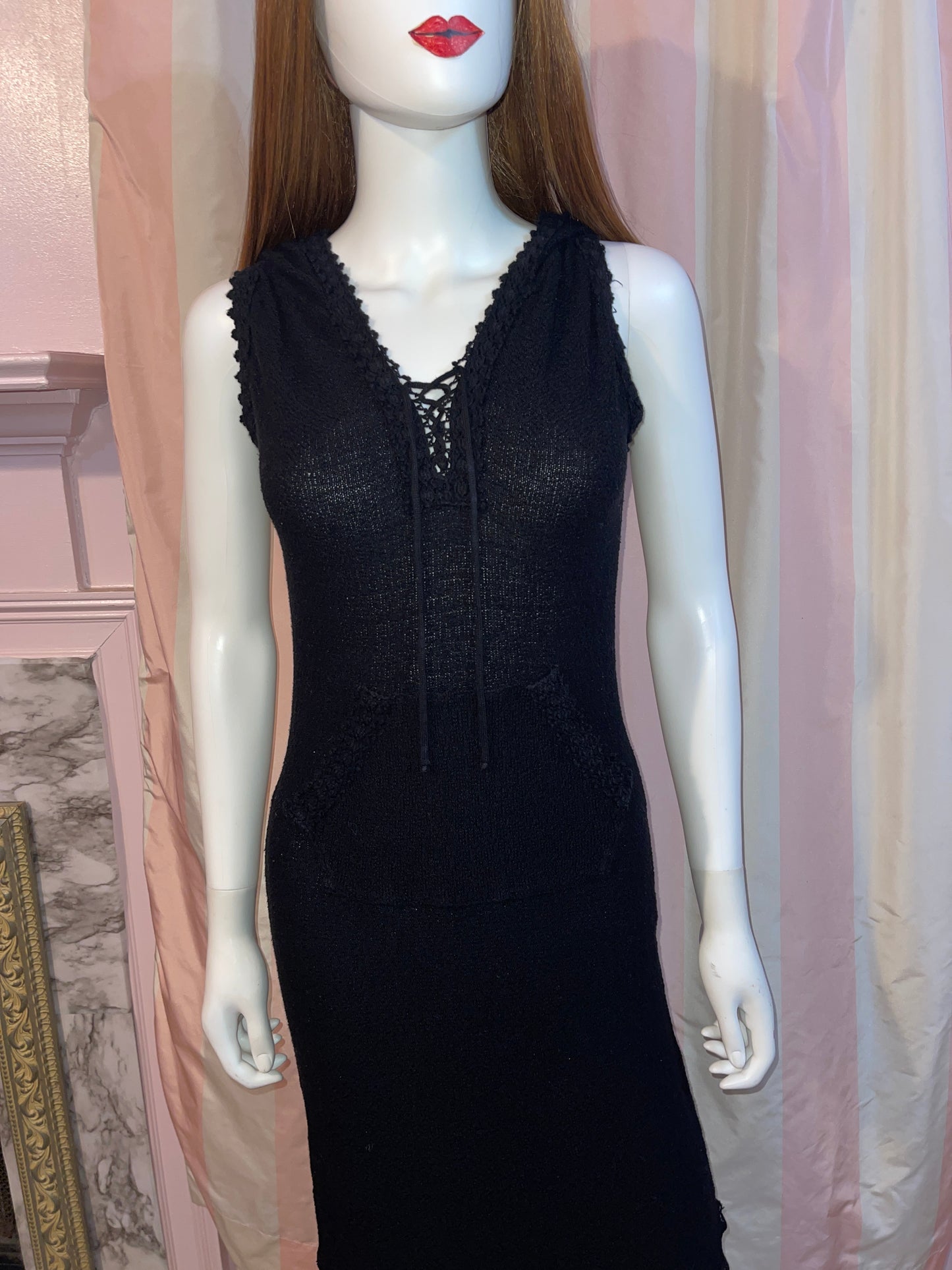 Black hoodie Boho Maxi dress