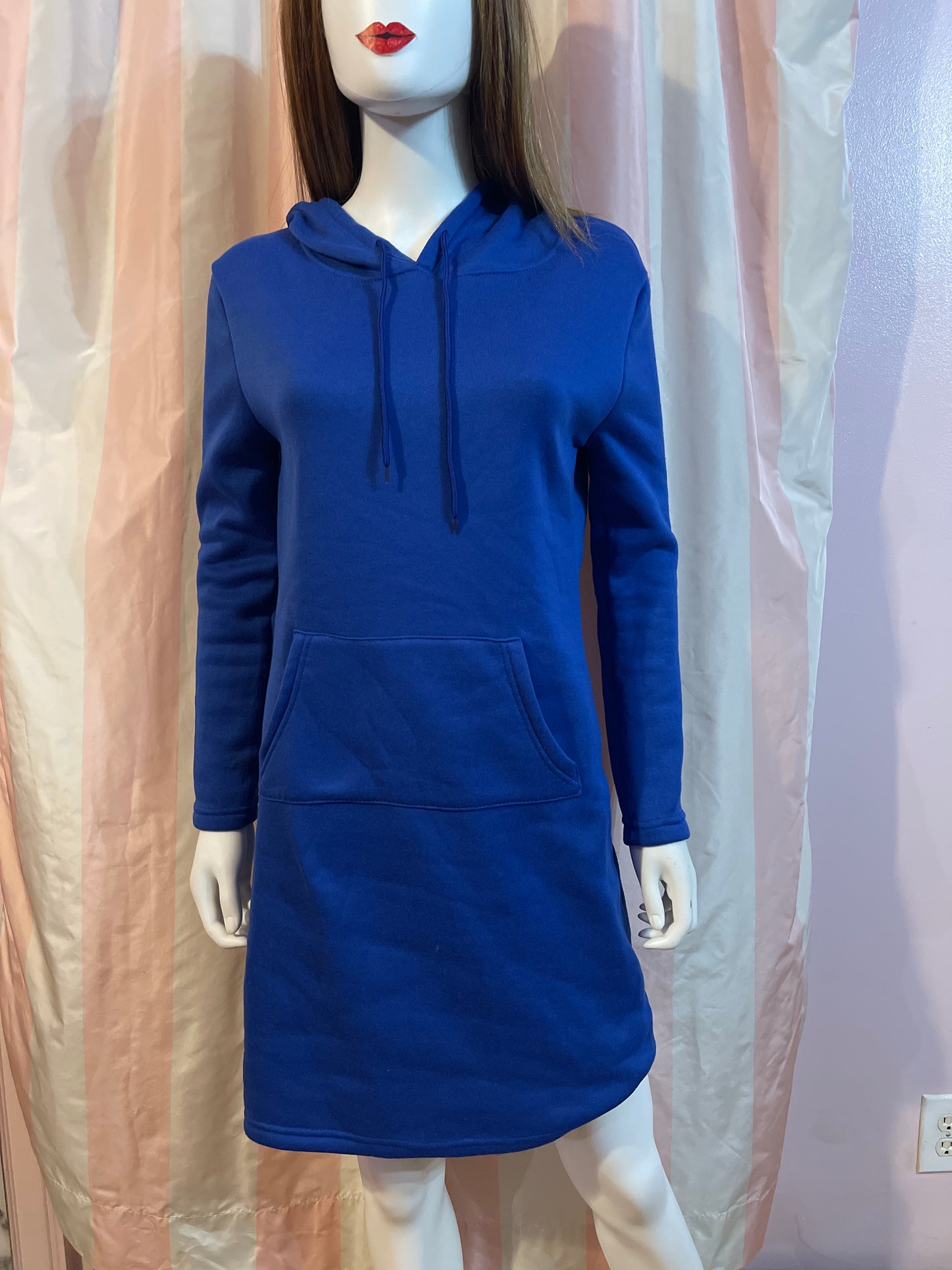 Royal Blue Sweatshirt Pullover Dress Hoodie