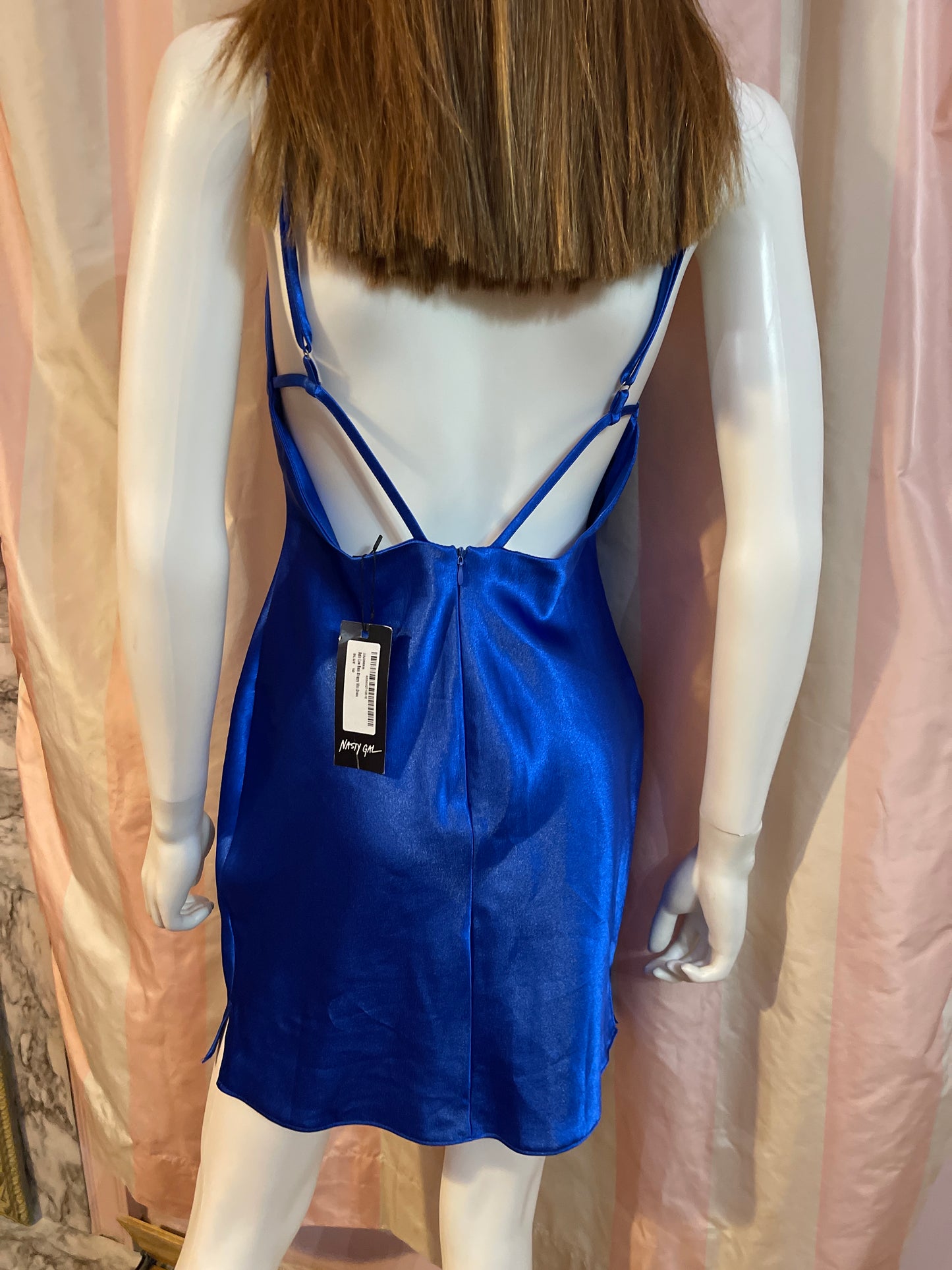 NWT Blue Satin slip dress nasty gal