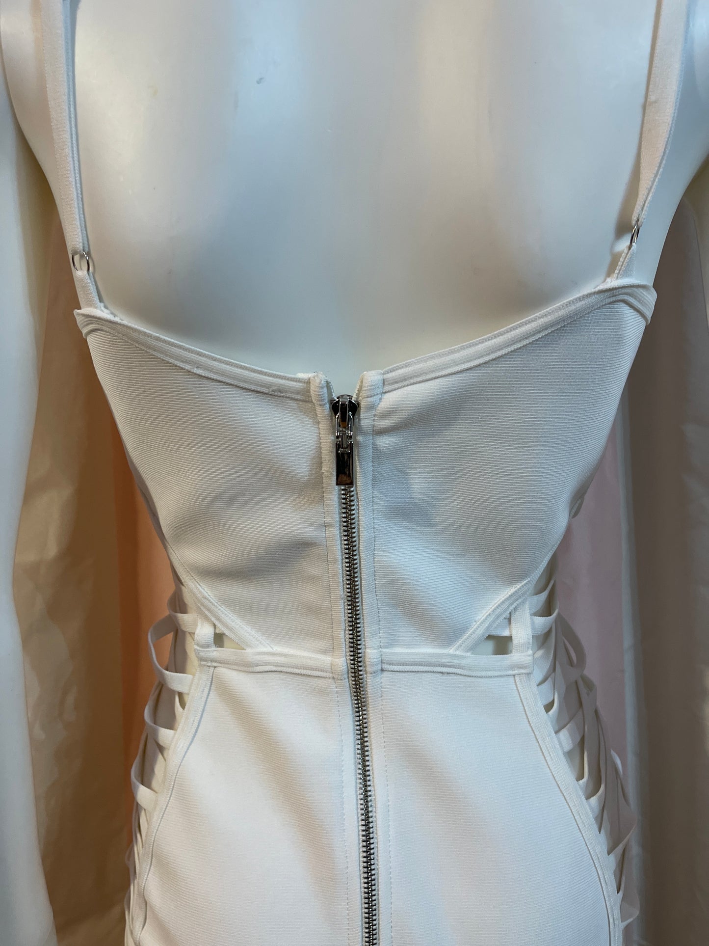 White Plunge Open Sides Bodycon Dress