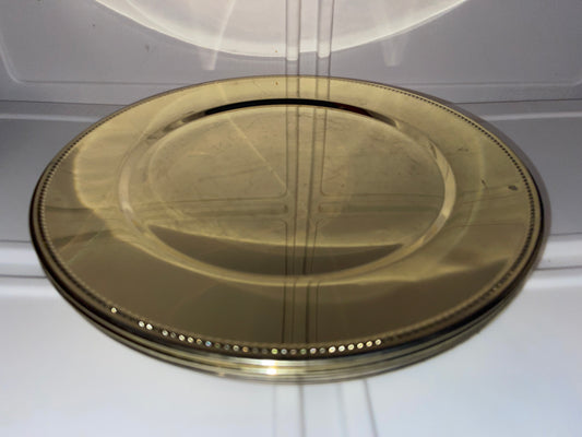 RENTAL AUTHENTIC VINTAGE BRASS GOLD CLASSIC PLATE CHARGER BEADED