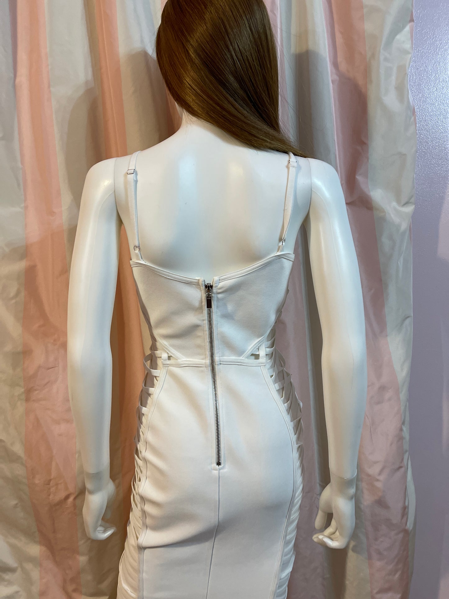 White Plunge Open Sides Bodycon Dress
