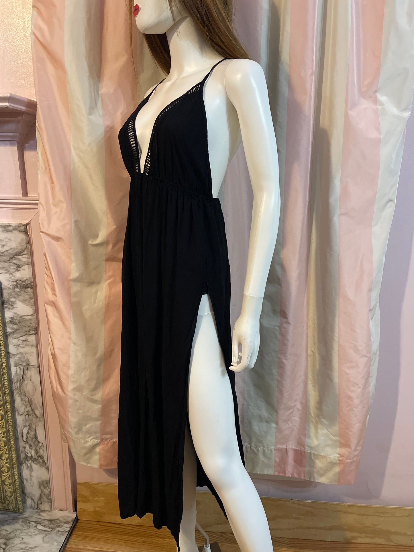 Black Plunge Summer Dress Beach cover