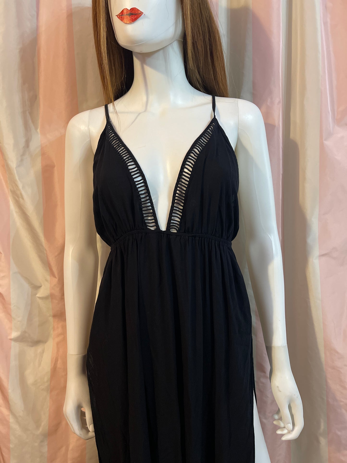 Black Plunge Summer Dress Beach cover