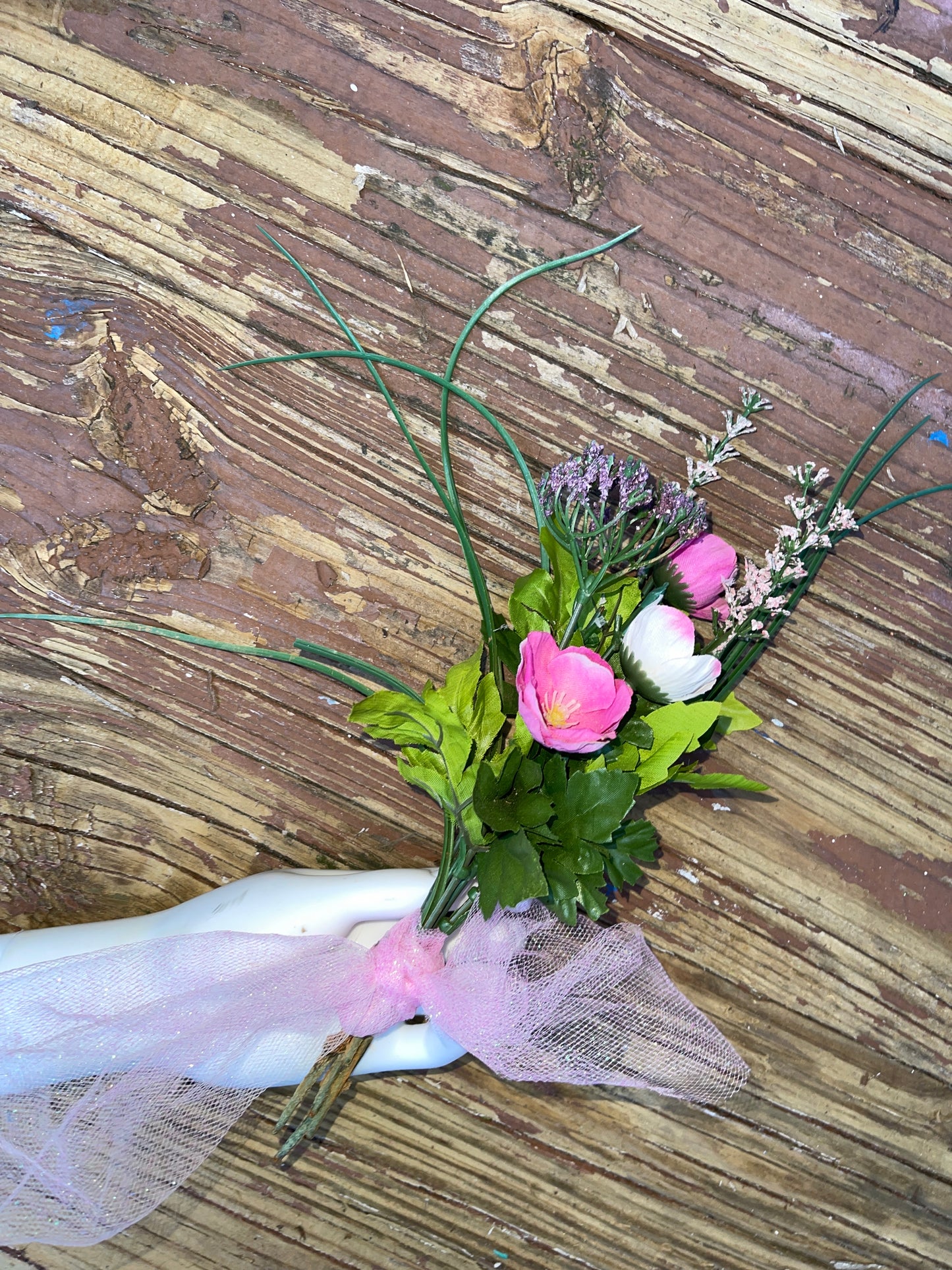 FLOWERS RENTAL FLORAL BRIDAL BOUQUET WHITE PINK small wildflowers