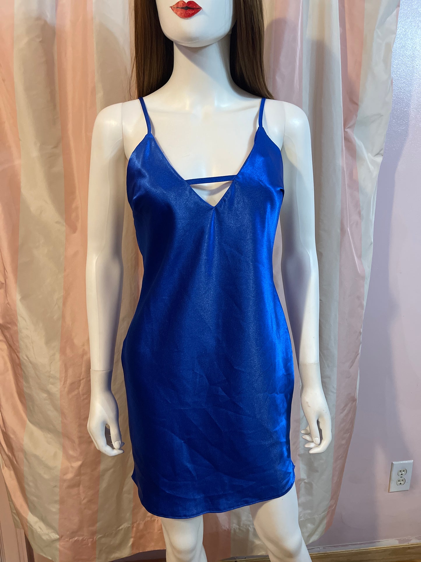 NWT Blue Satin slip dress nasty gal