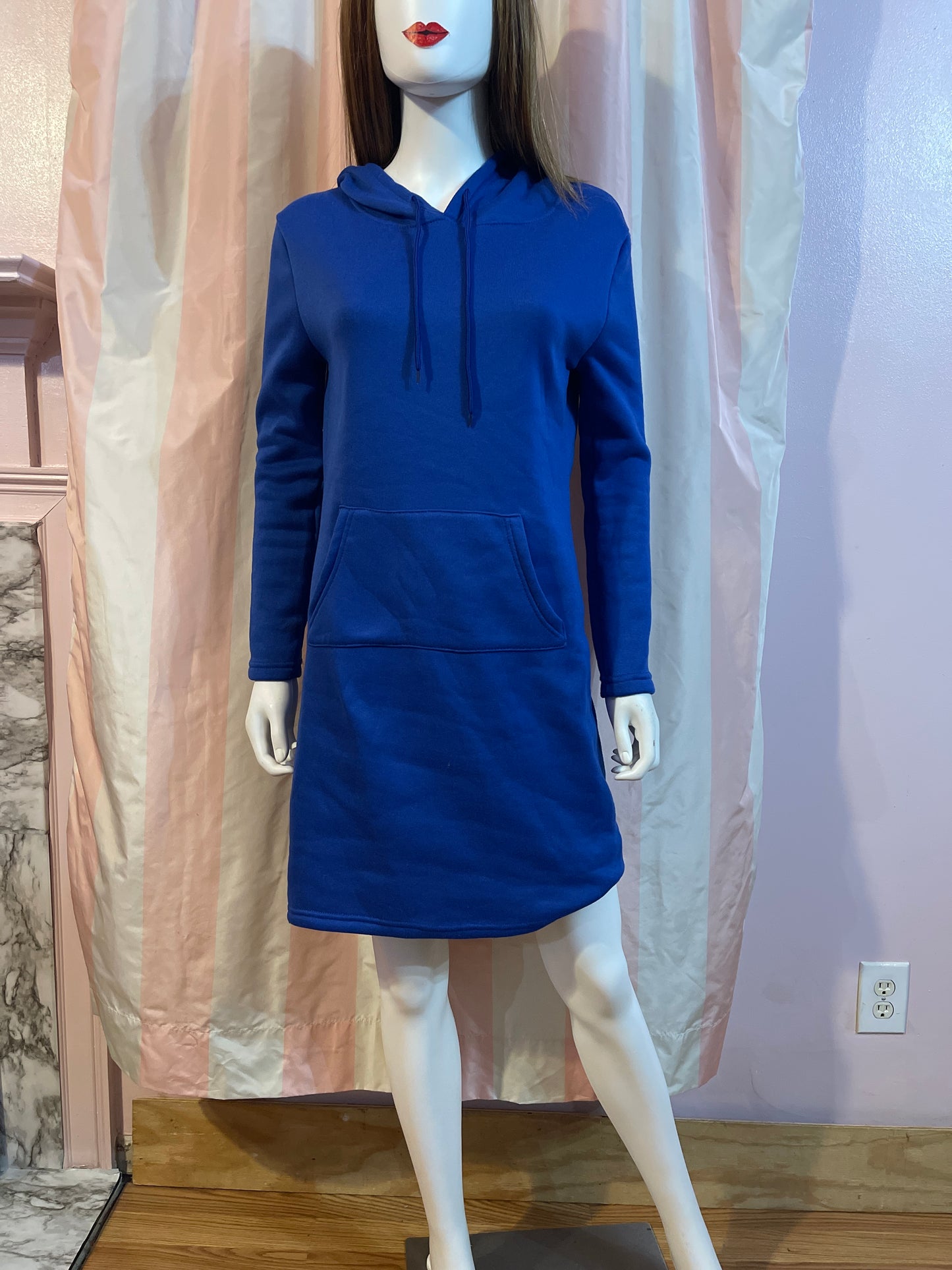 Royal Blue Sweatshirt Pullover Dress Hoodie