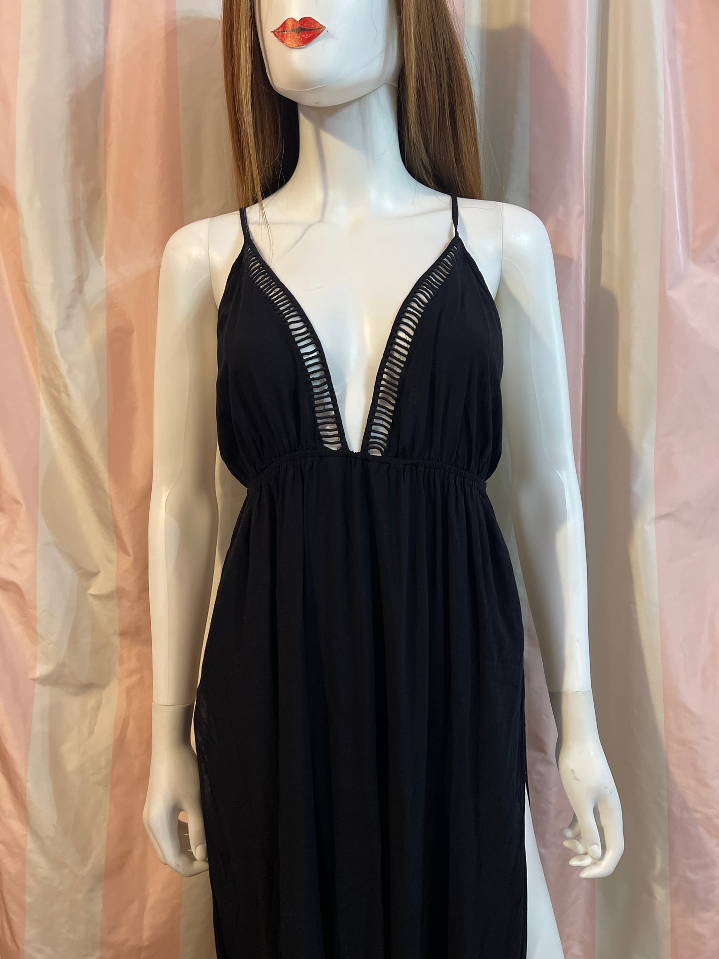 Black Plunge Summer Dress Beach cover