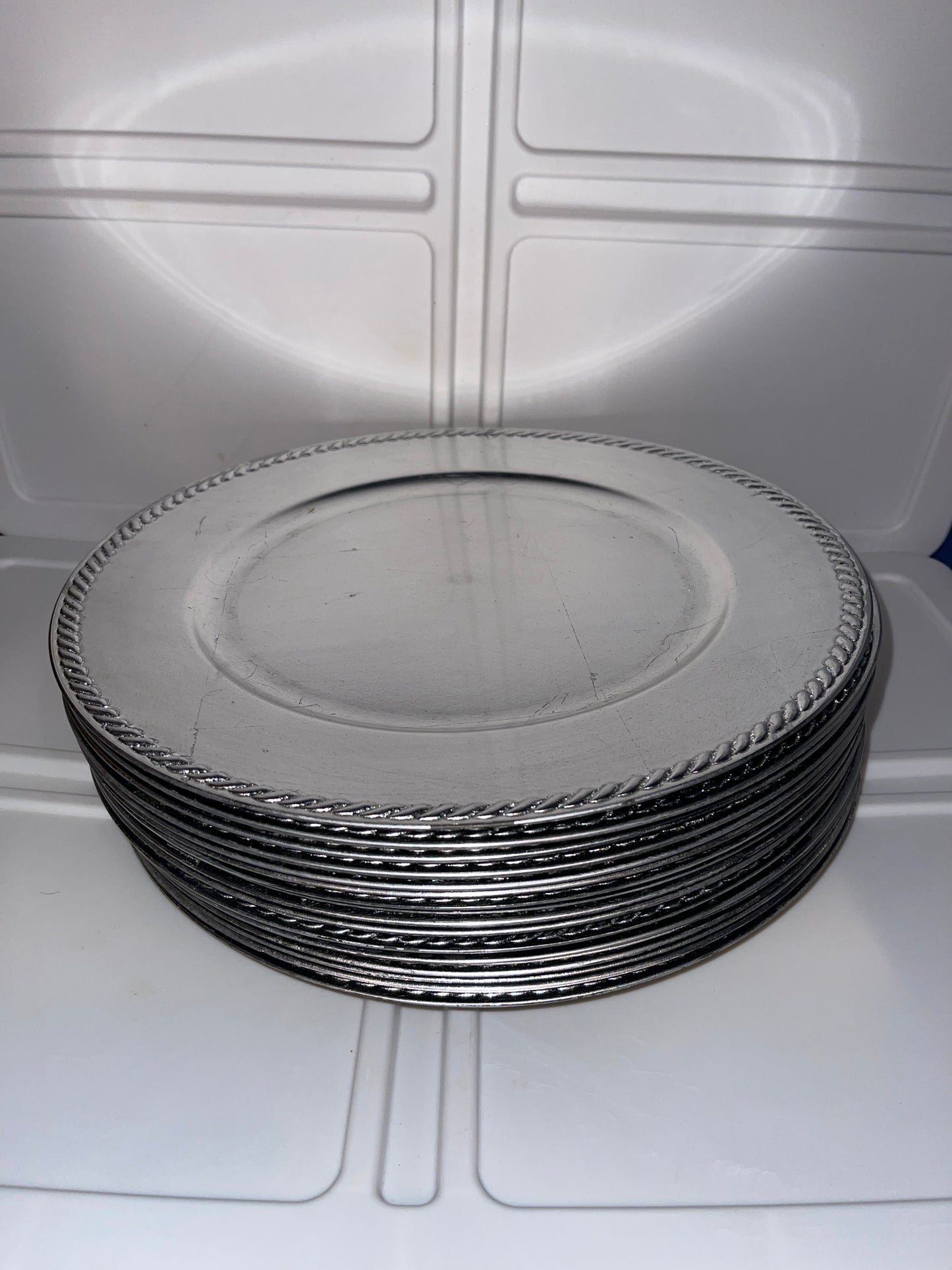 RENTAL SILVER GILT CLASSIC ROPE ORNATE PLATE CHARGER