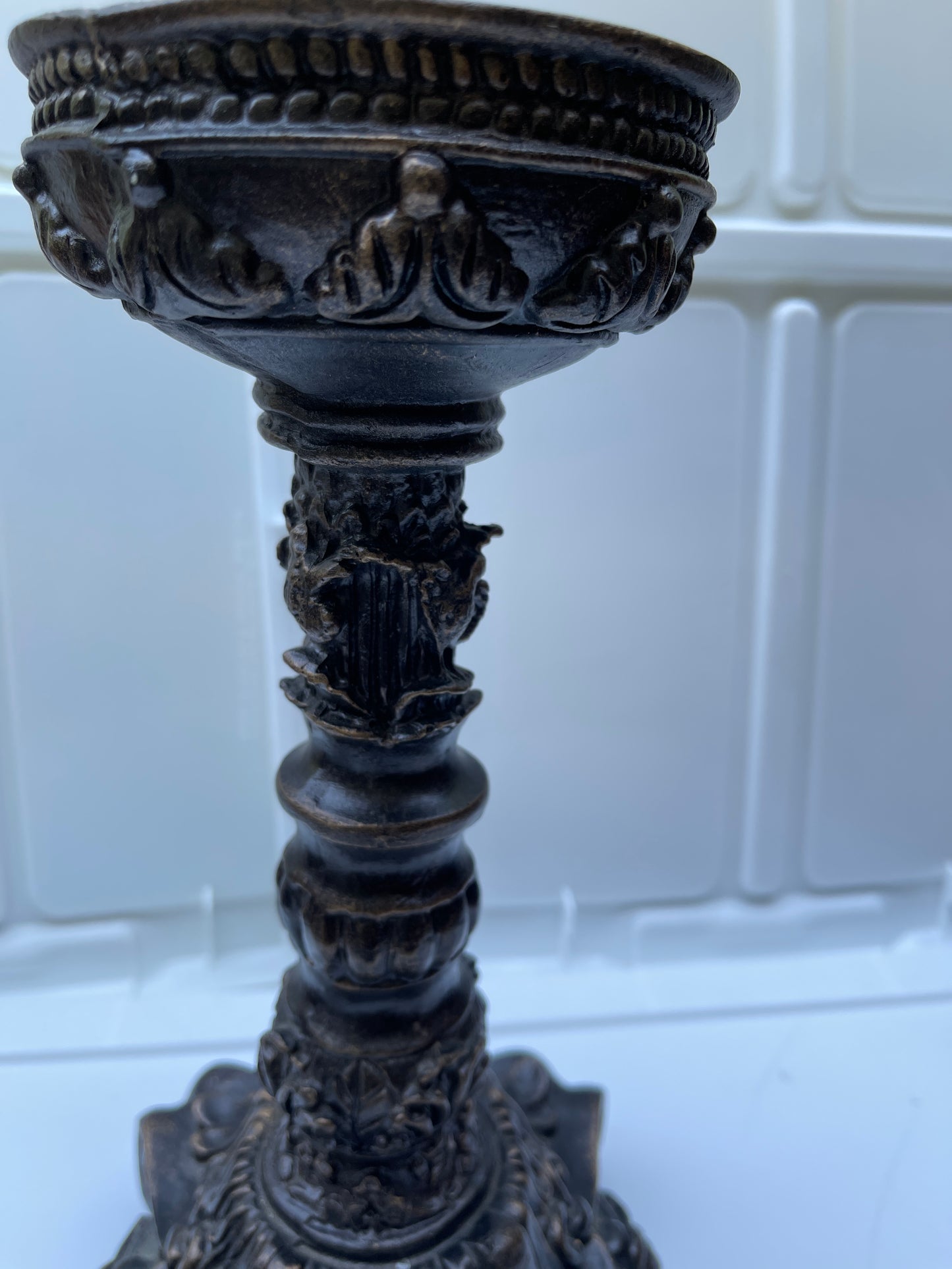 UNITY CANDLE RENTAL FRENCH VICTORIAN ORNATE CANDLE HOLDER BRONZE GOLD