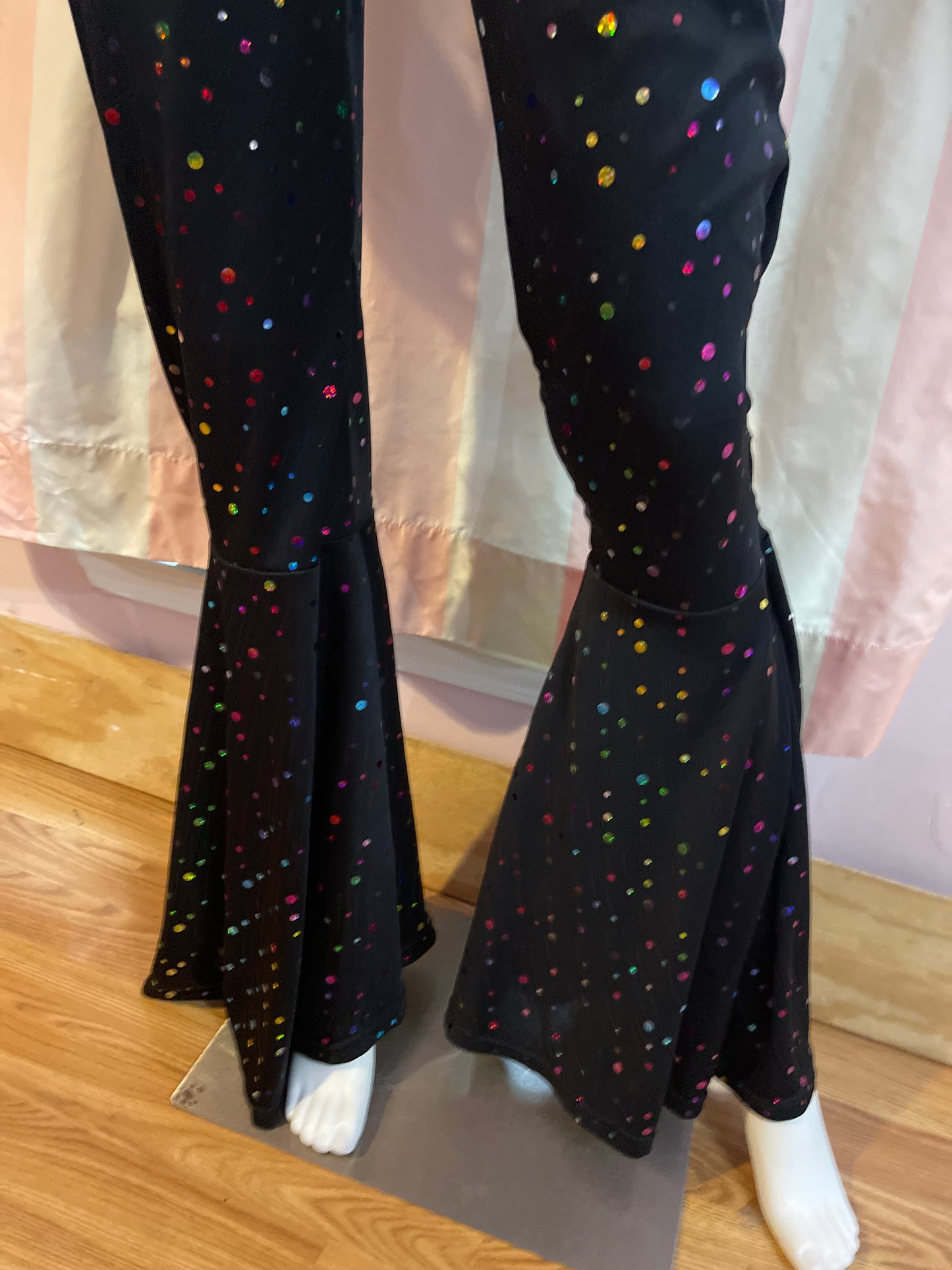 Vintage Black multicolor rainbow polka dots pantsuit bodysuit jumpsuit