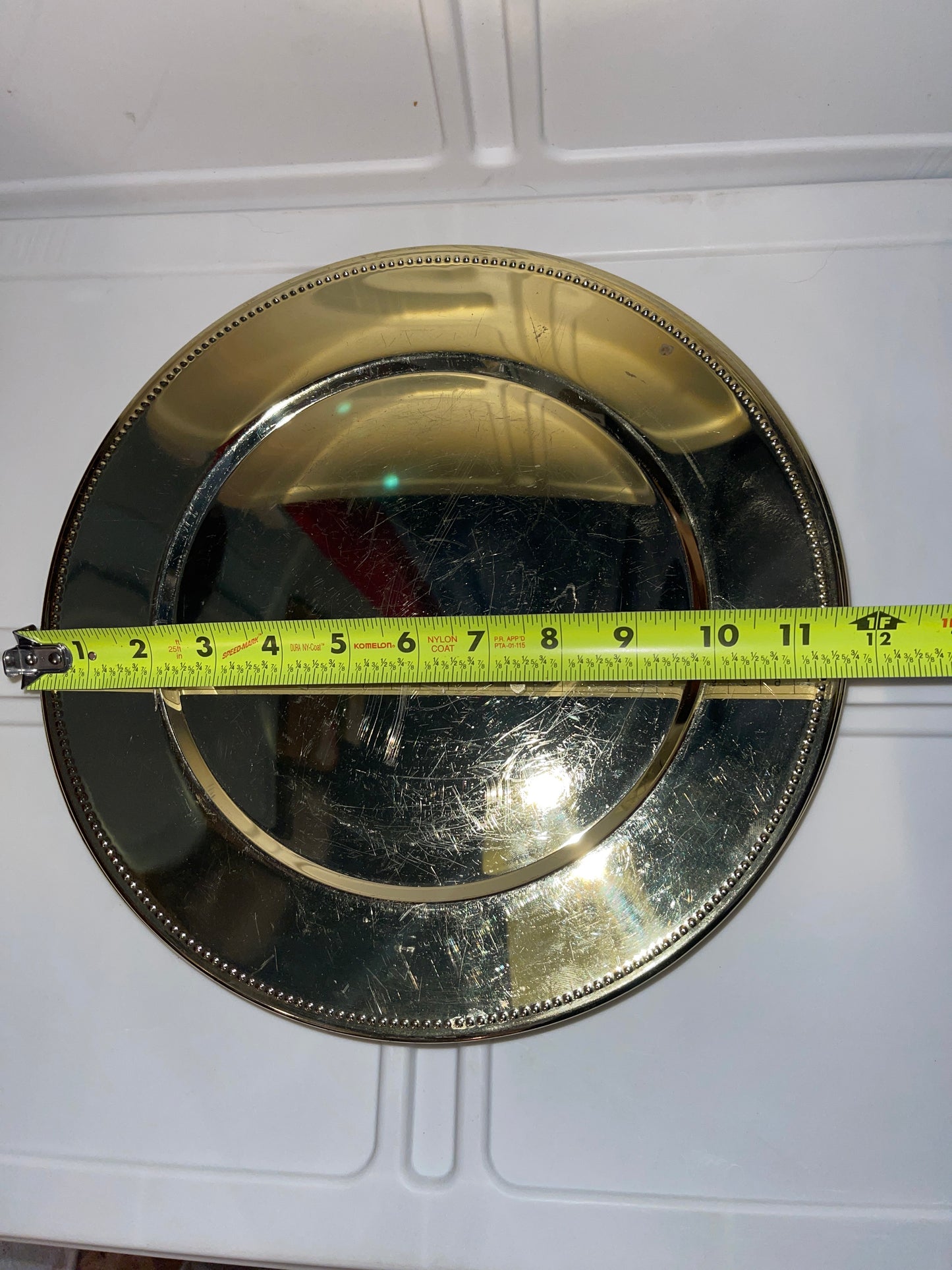 RENTAL AUTHENTIC VINTAGE BRASS GOLD CLASSIC PLATE CHARGER BEADED